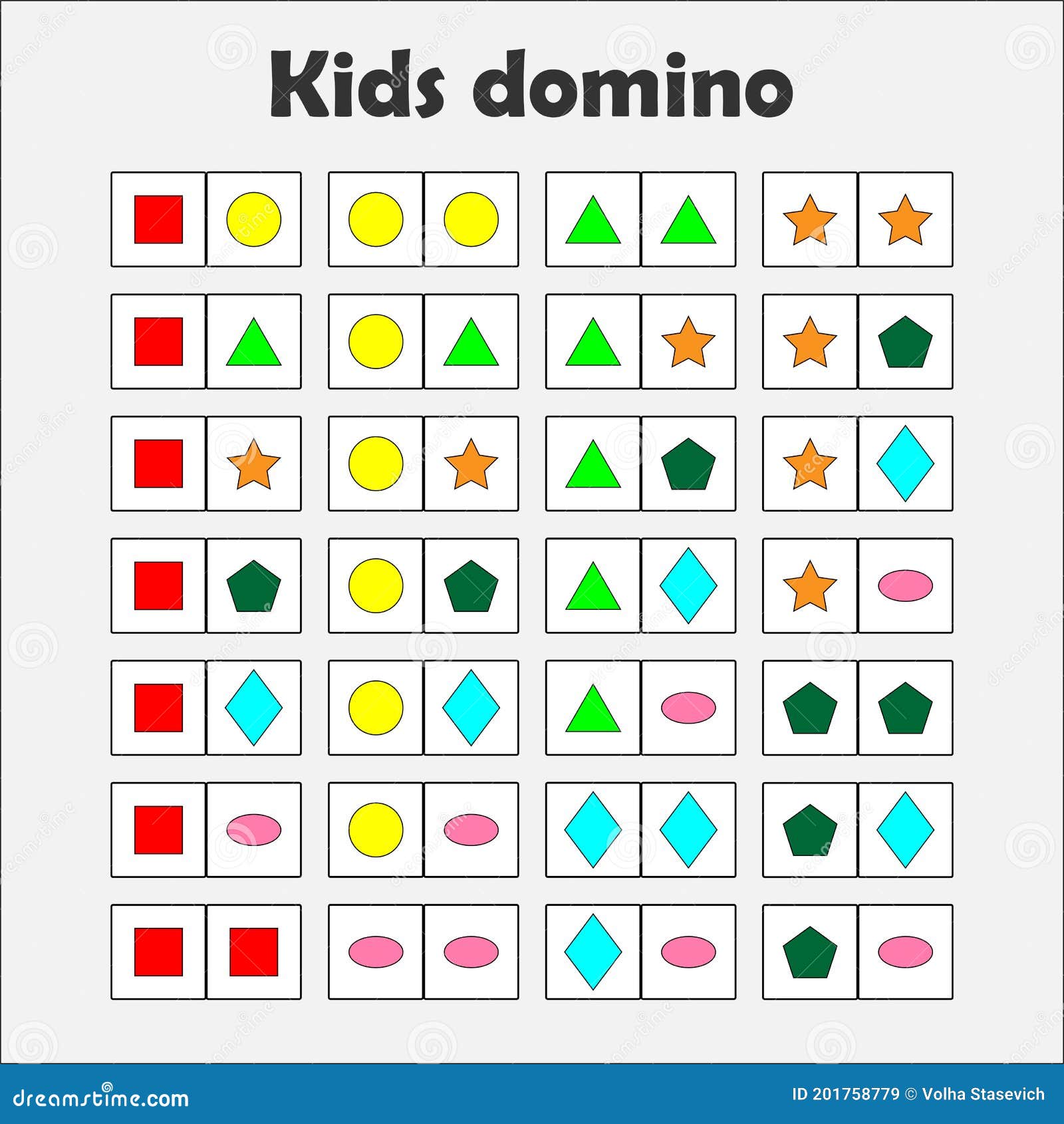 Jeu De Domino Avec Des Formes Géométriques D'images Pour Le Jeu D'éducation  Amusant D'enfants Pour La Tâche Préscolaire D'activité Illustration de  Vecteur - Illustration du rouge, bleu: 201758779