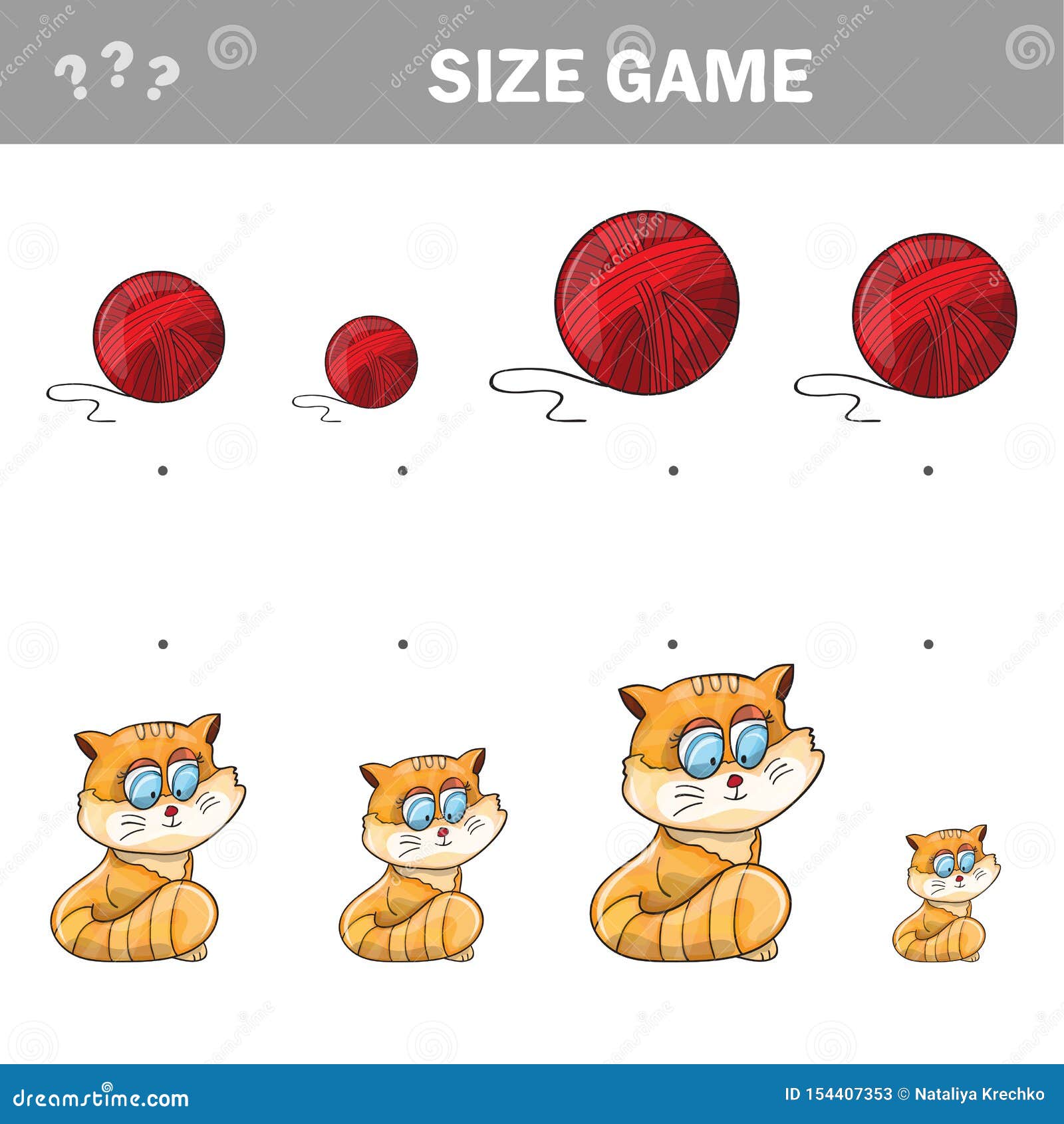 Jeu Ducatif Assorti D Enfants Match Des Chats Et Boule Du Fil A Classer Illustration De Vecteur Illustration Du Heureux Potele