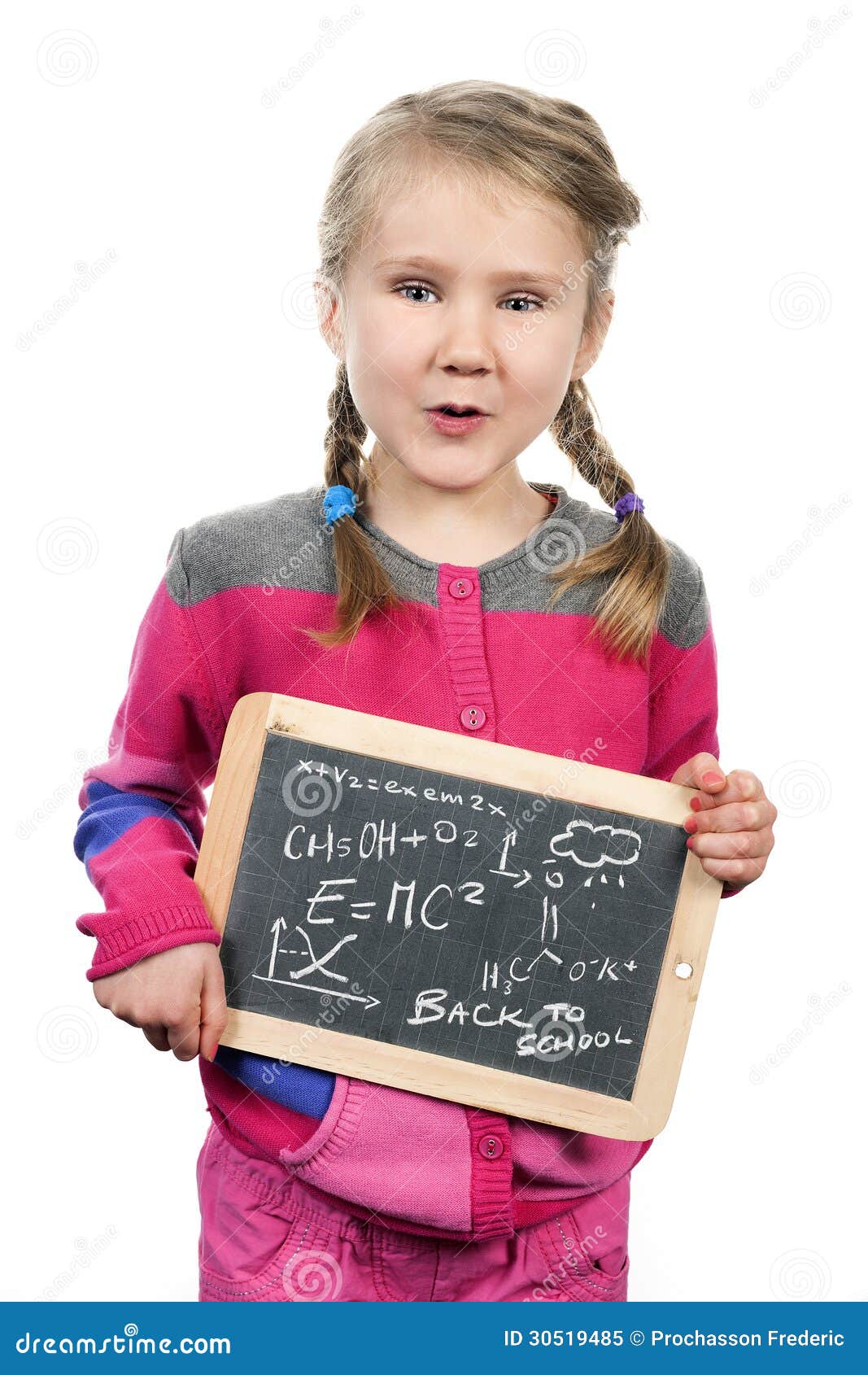 Jeune Fille Tenant L'ardoise Image stock Image du écolière, enfance