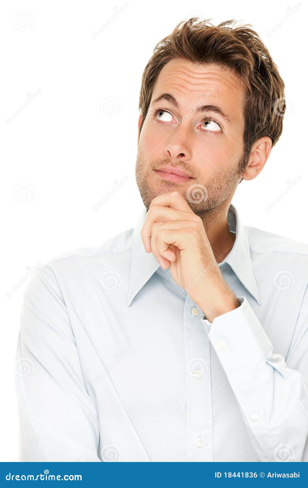 Jeune homme pensant photo stock. Image du concentration 18441836