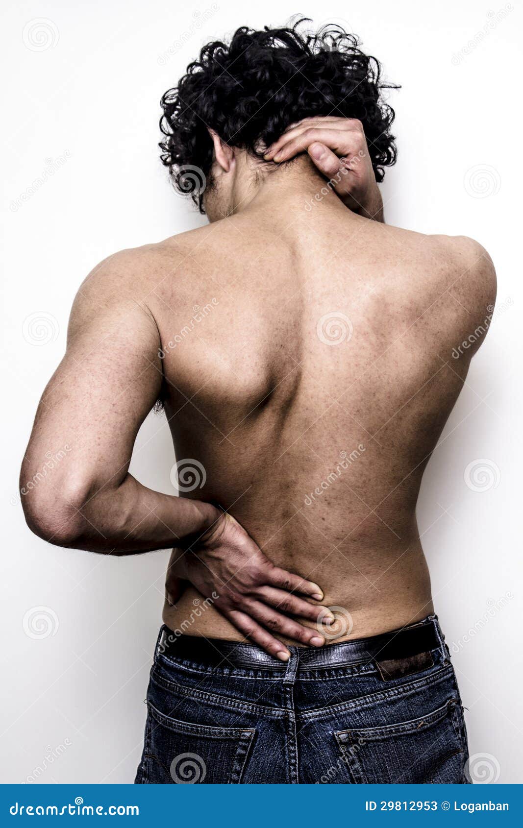 Jeune Homme Avec Douleur Cervicale Plus Lombo-sacrée Et Image ...