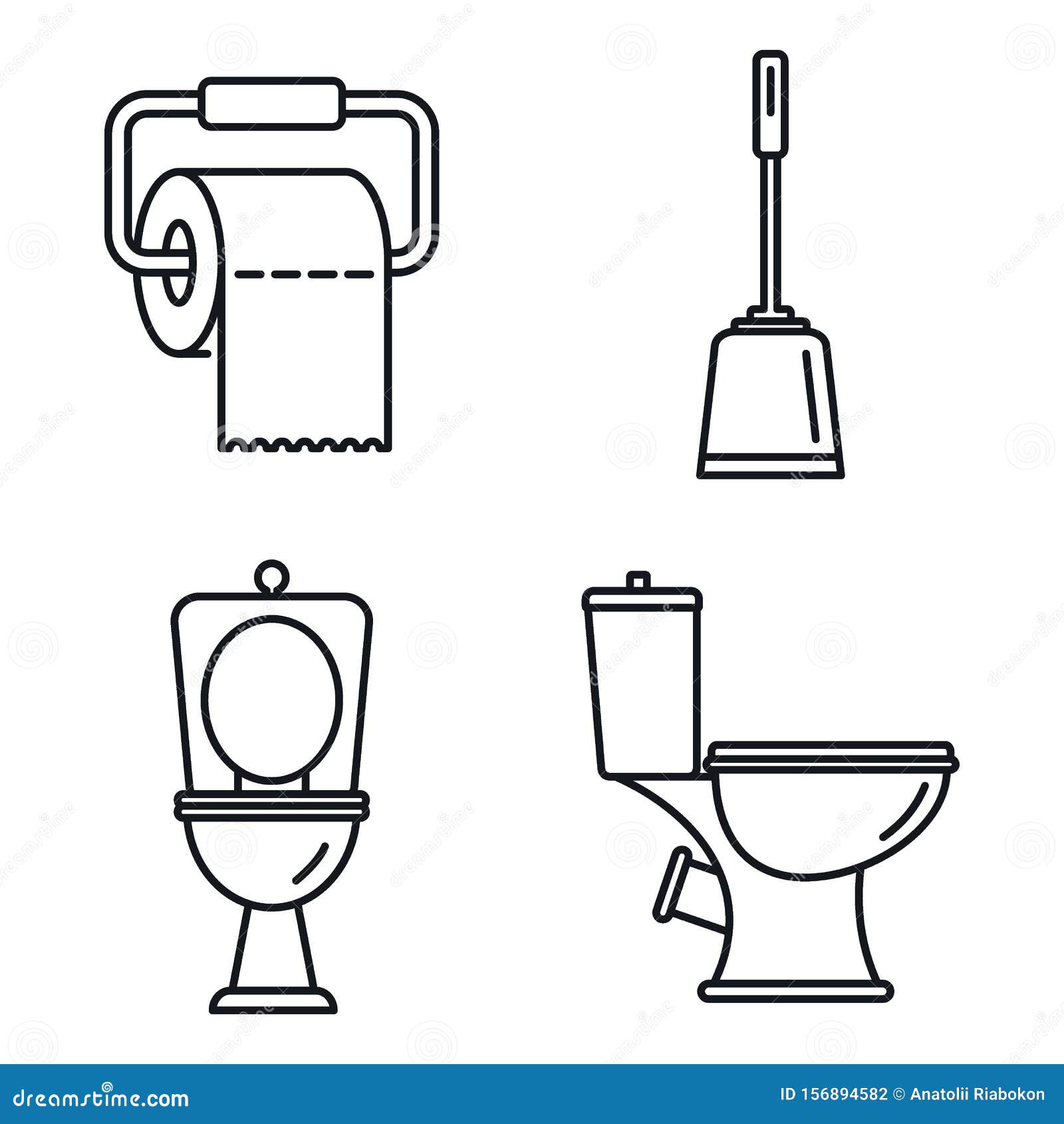 Jeux D'icÃ´nes De Toilettes De La Salle De Toilette, Style De Contour  Illustration de Vecteur - Illustration du toilette, publique: 156894582