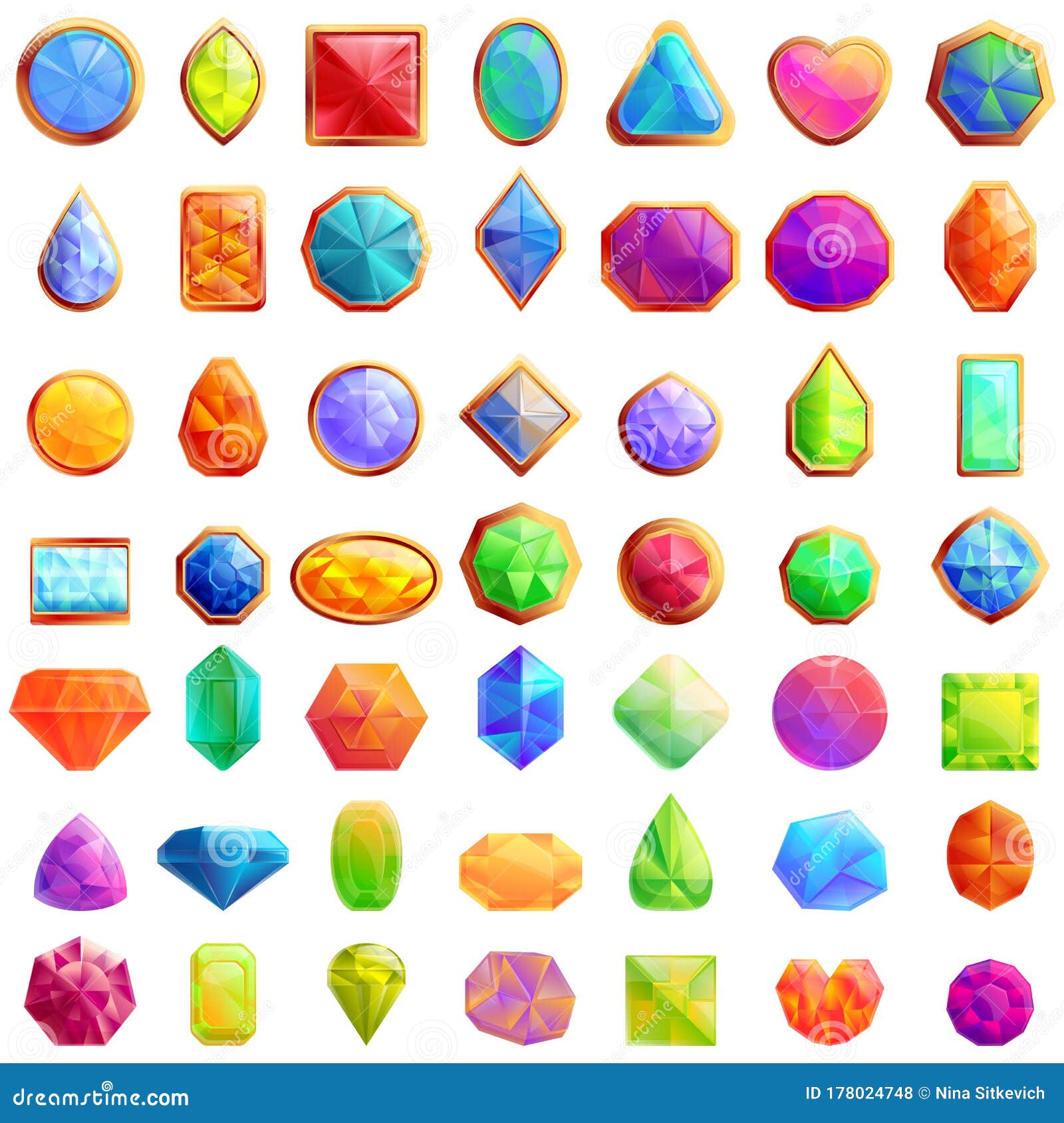 jeweler icons set, cartoon style