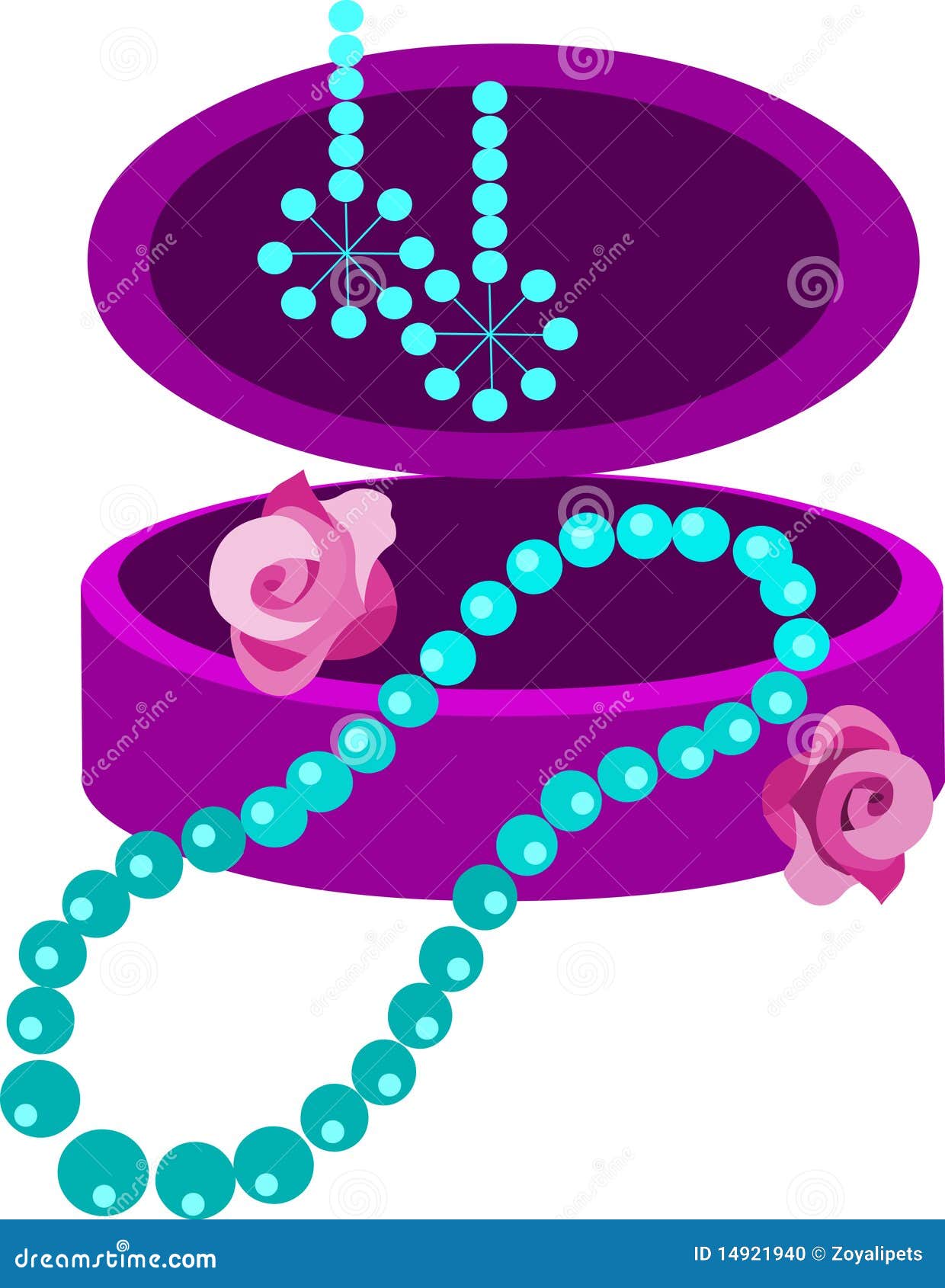 jewelery box with earring, necklace and flowers