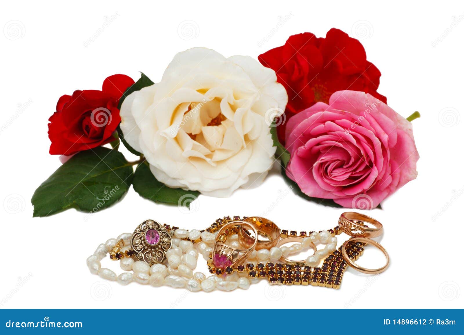 Jewellery and roses stock photo. Image of stone, diamond 14896612
