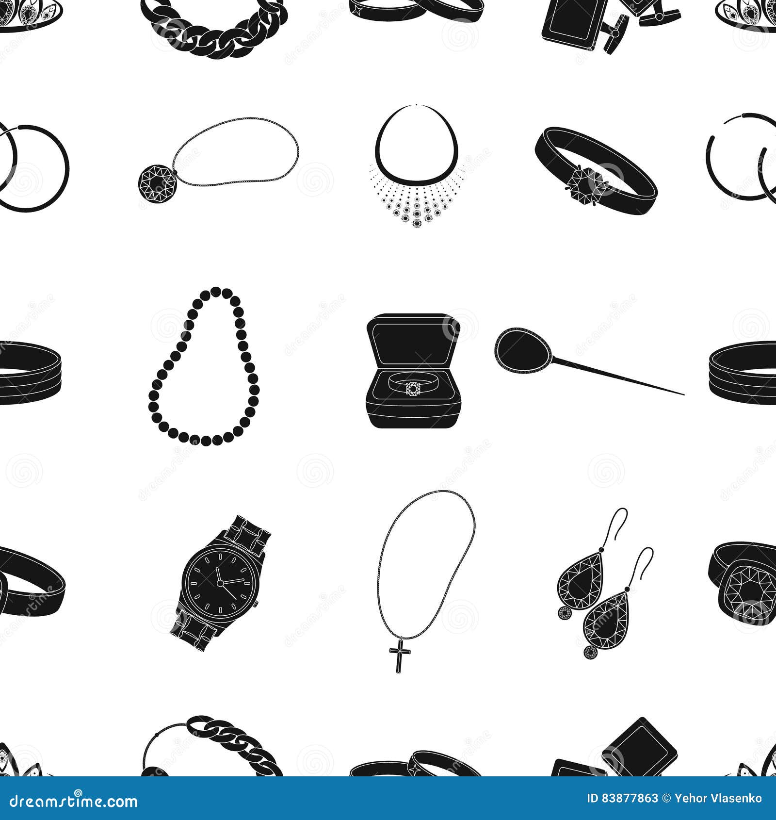 Jewelry and Accessories Pattern Icons in Black Style. Big Collection of ...