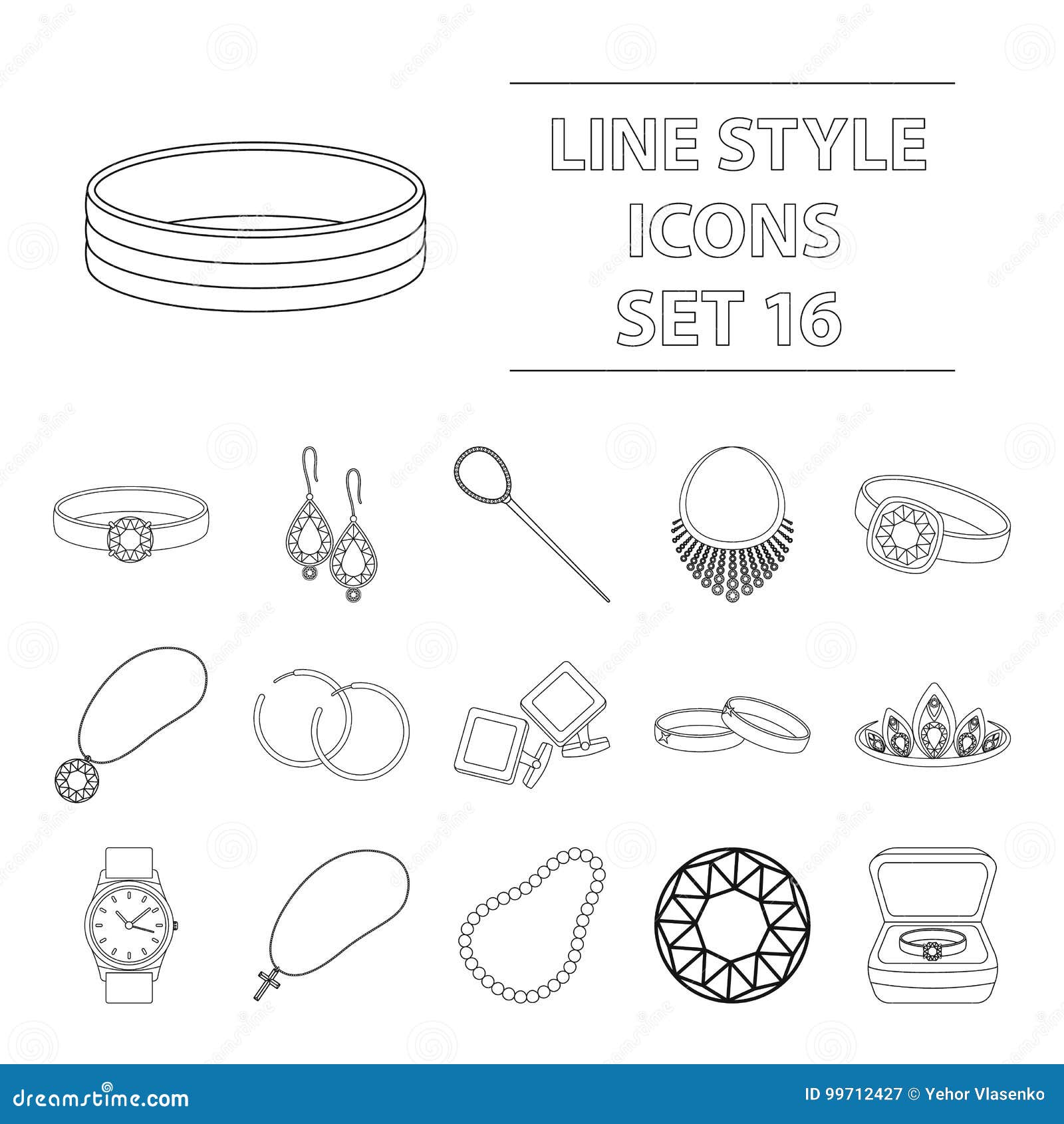 Jewelry and Accessories Set Icons in Outline Style. Big Collection of ...