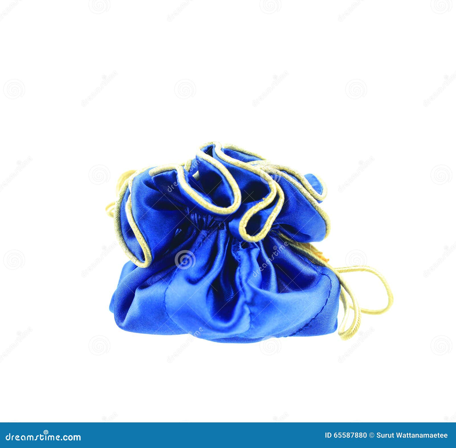 Jewelry Bag Isolated on White Stock Photo Image of rope, blue 65587880