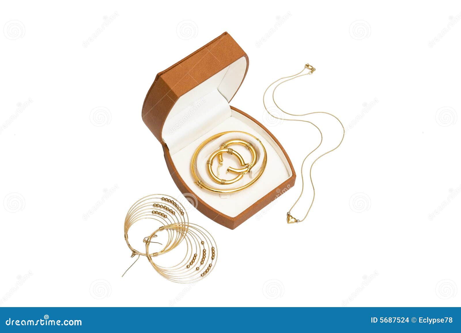 Jewelry Box with Necklace and Earrings Stock Photo Image of