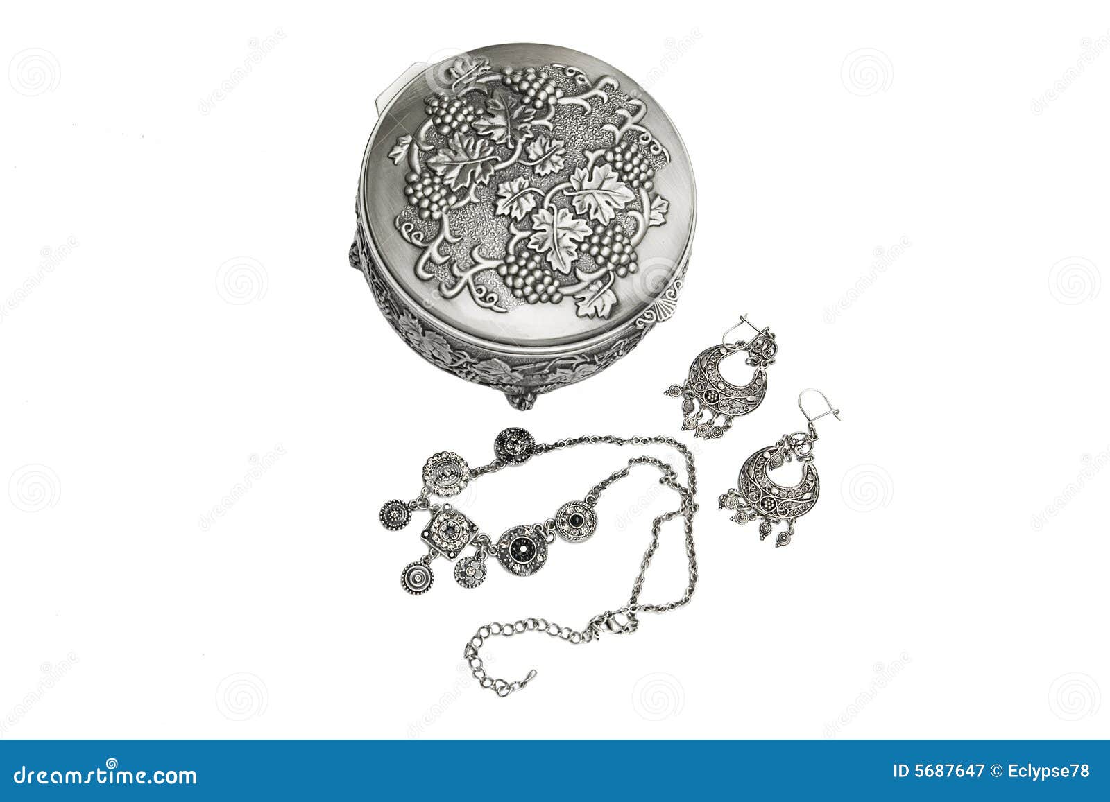 Jewelry Box with Necklace and Earrings Stock Image Image of delicate