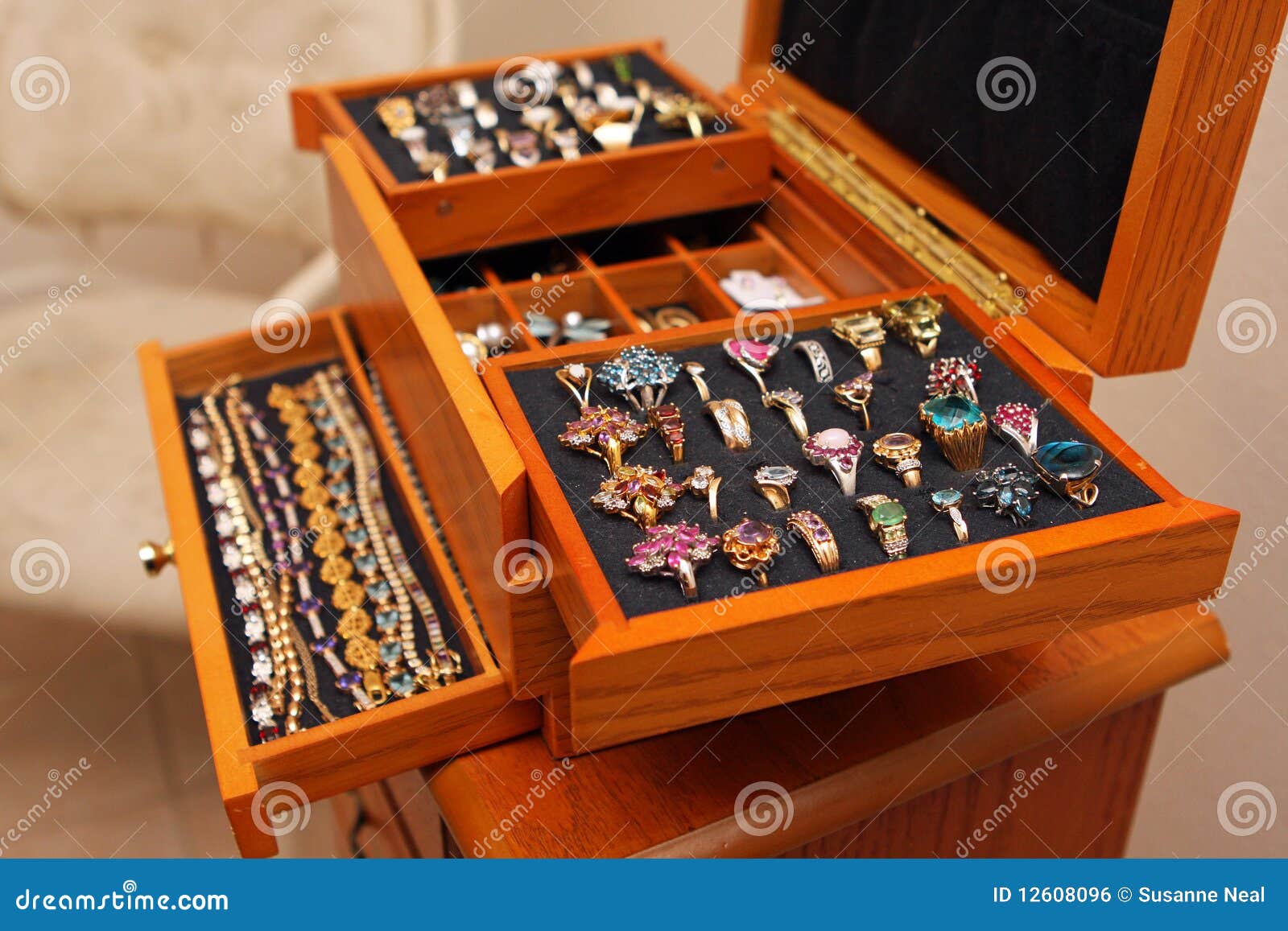 Jewelry Box With Rings And Bracelets Royalty Free Stock ...