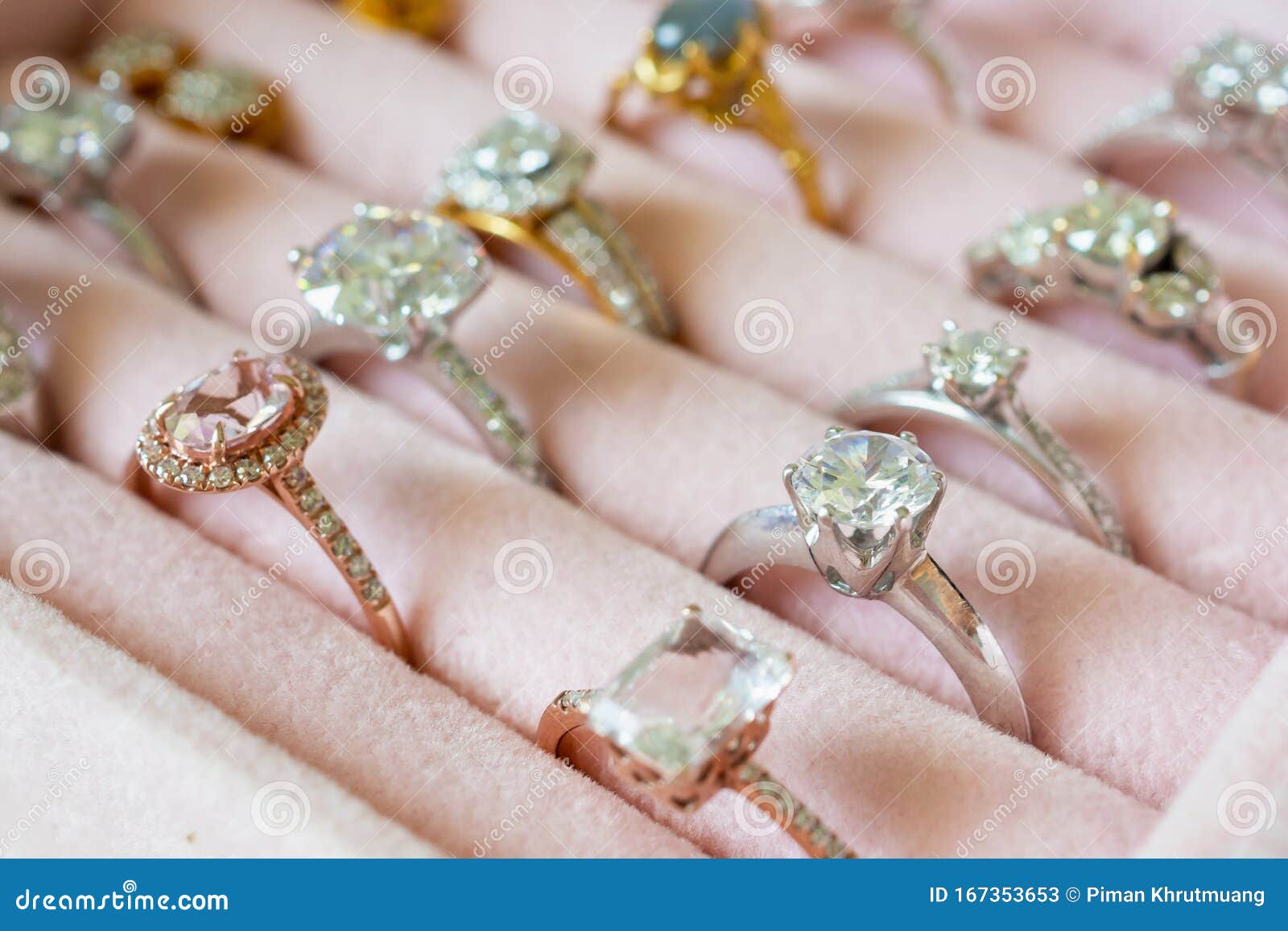 Jewelry Diamond Rings and Earrings in Box Stock Image Image of