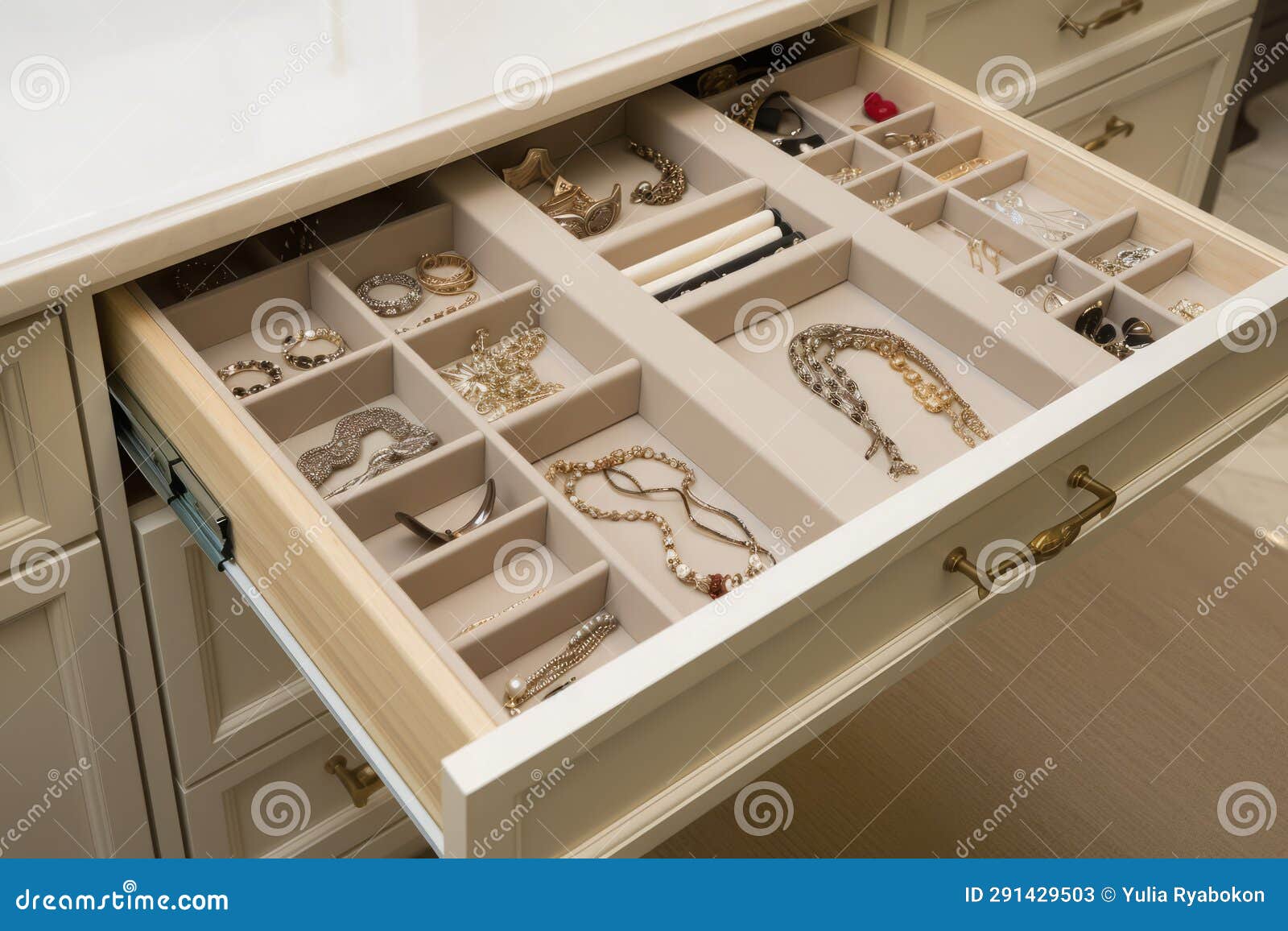Jewelry Drawer Organizer Home. Generate Ai Stock Image Image of pearl