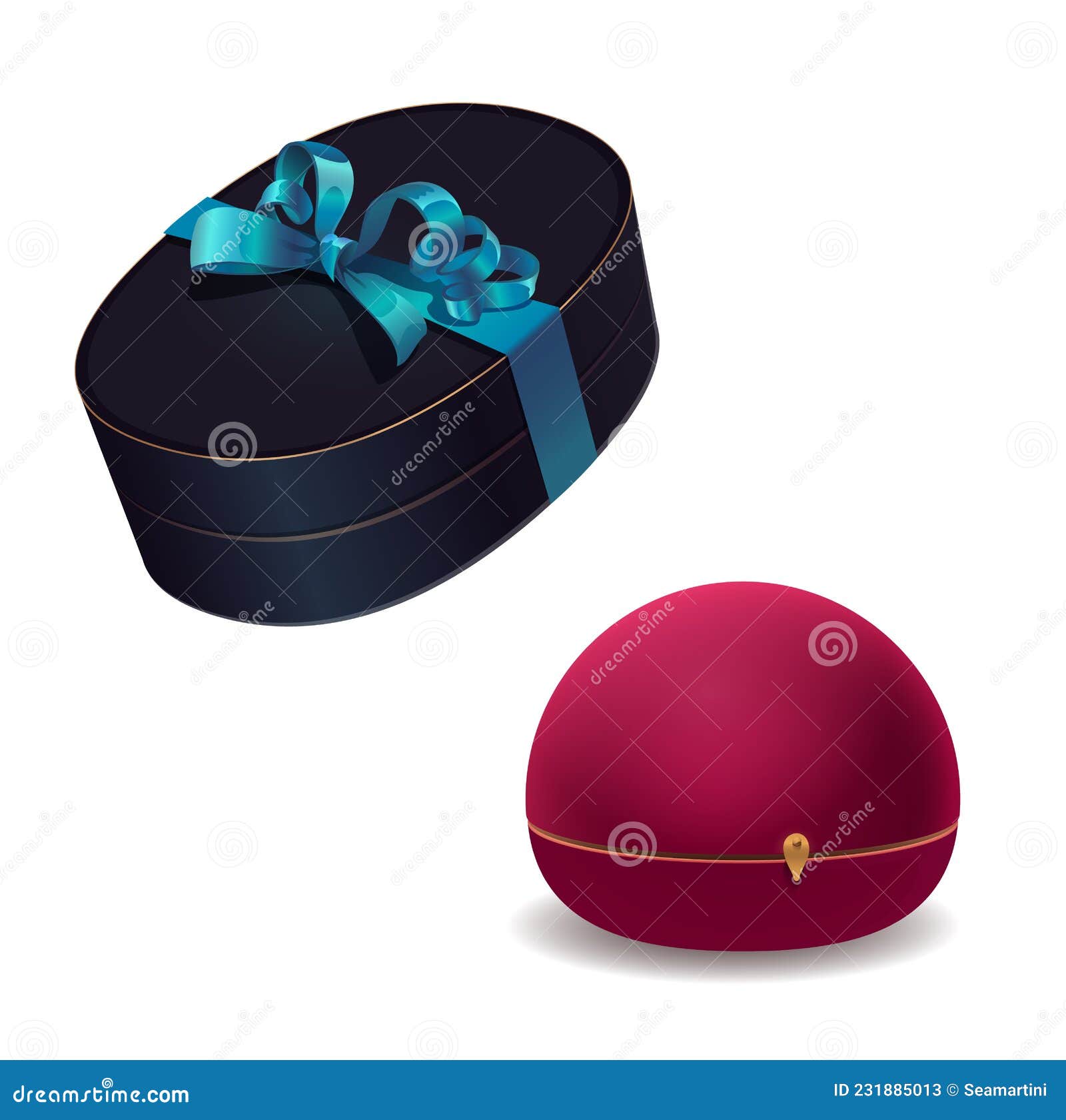Jewelry Gift Boxes, Case of Jewel or Jewellery Stock Vector