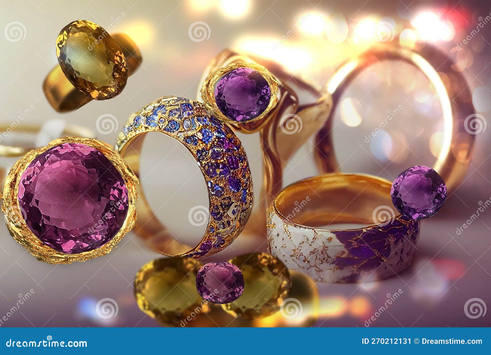 Jewelry Gold Ring Bracelets Earrings with Emerald and Colorful Pink Lilac  White Yellow Gemstone Luxury Women Wrap Fashion Jewelry Stock Illustration  - Illustration of colorful, elegant: 270212129