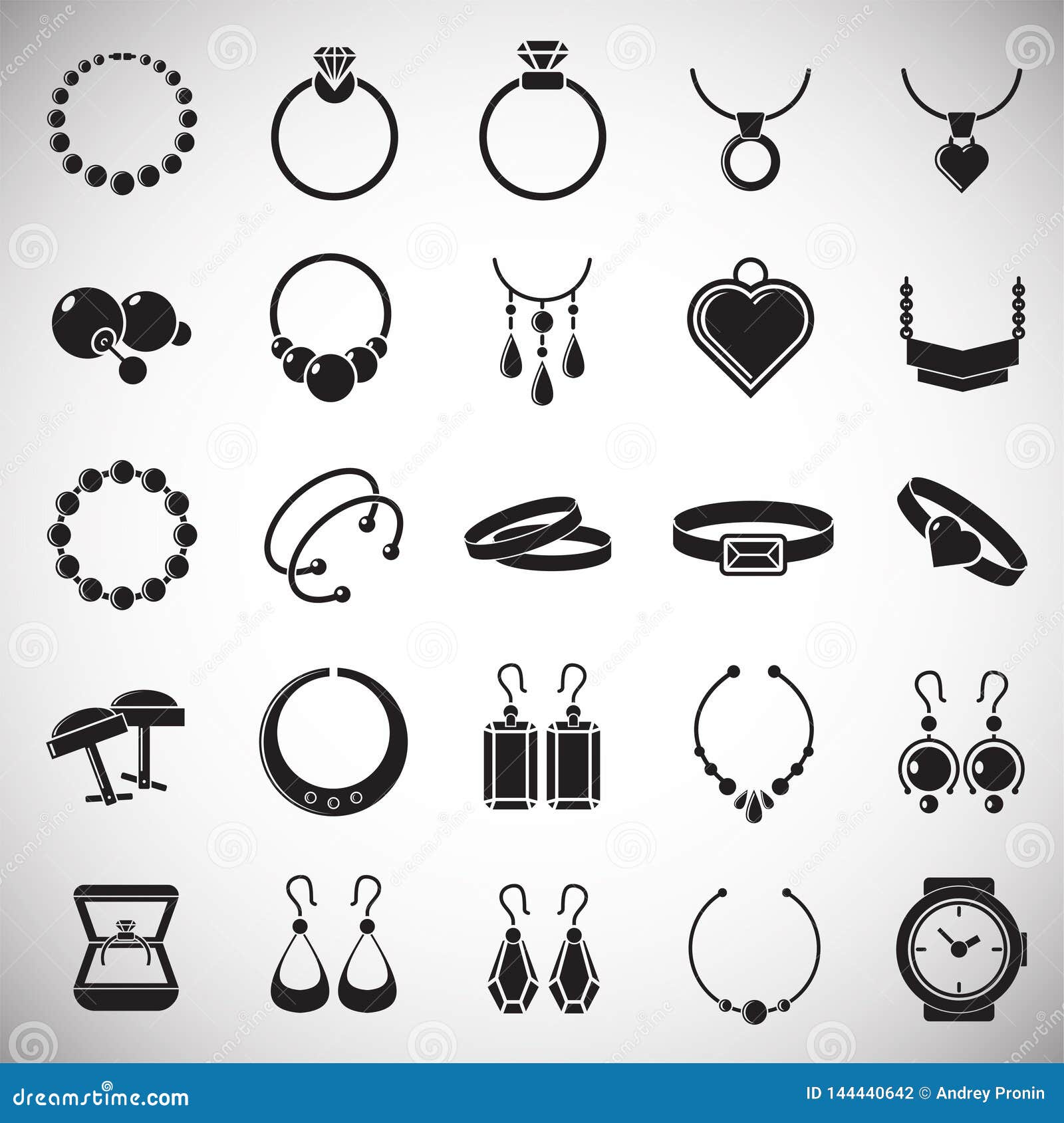 Jewelry Icons Set on White Background for Graphic and Web Design ...