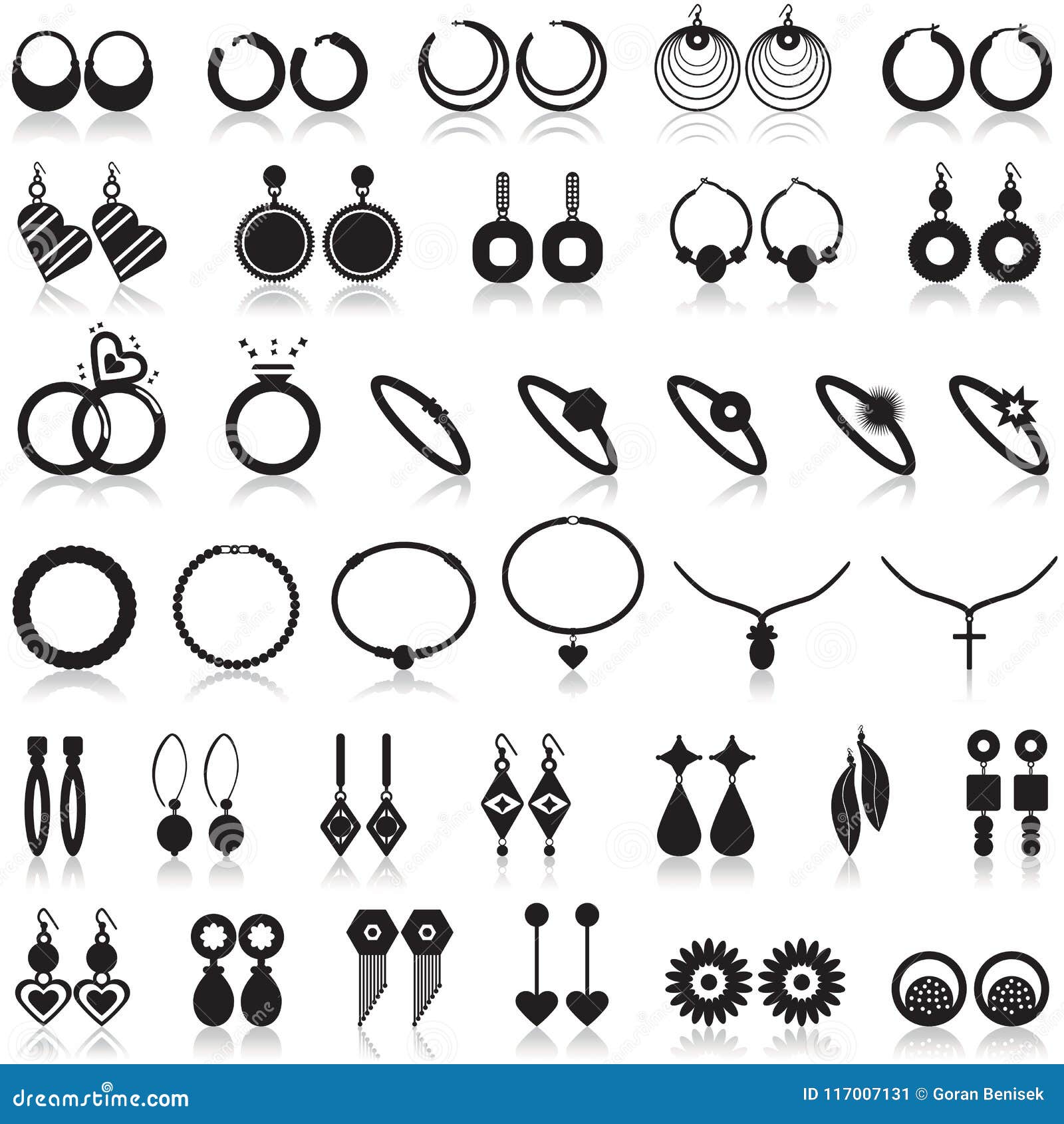 Jewelry items icons set stock vector. Illustration of earring - 117007131