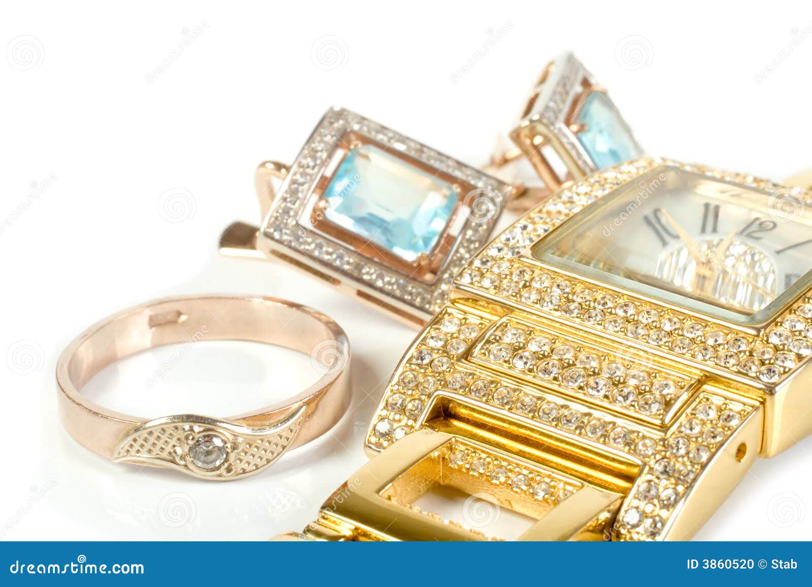 Jewelry Set, Ring, Watch, Earrings Stock Photo Image of clock