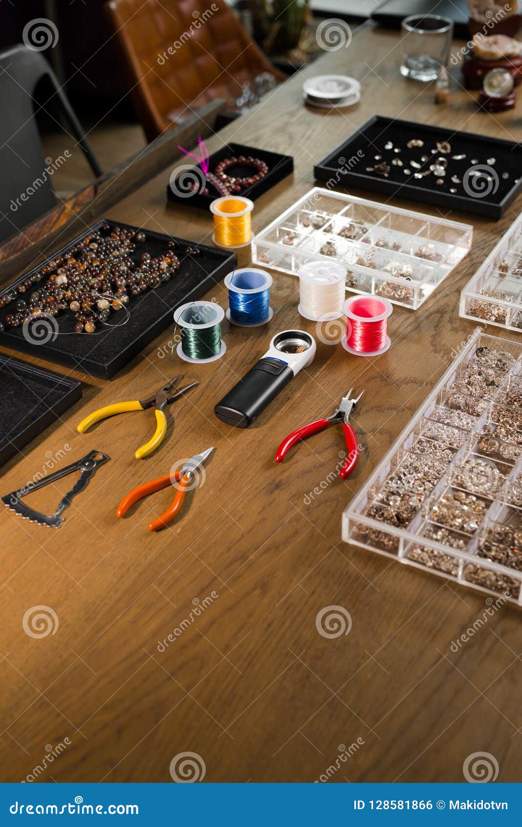 Jewelry Tools. Goldsmith Workplace. Hand Craft. Stock Photo