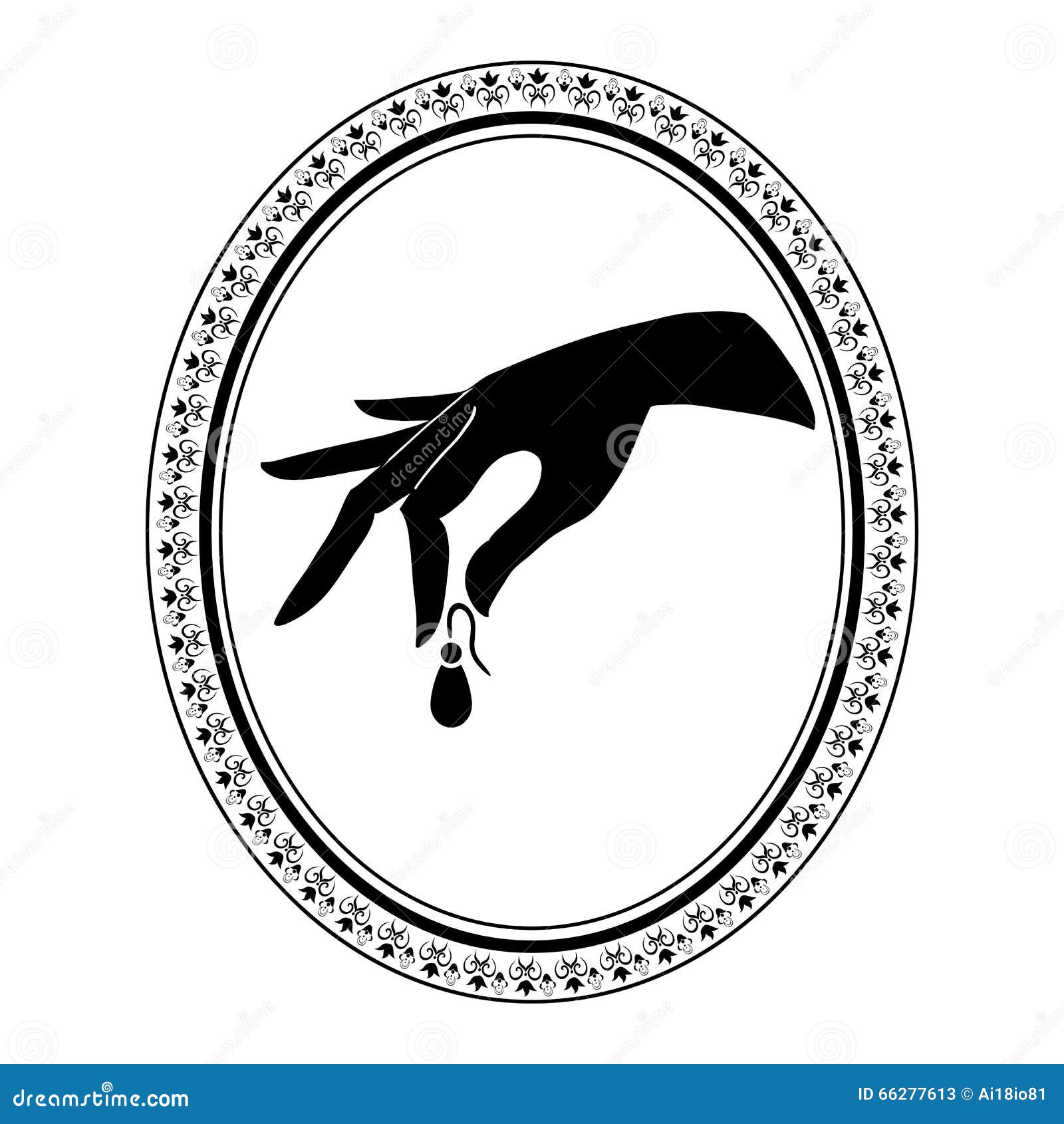 Jewelry Vintage Label with Earring in Hand Stock Vector Illustration