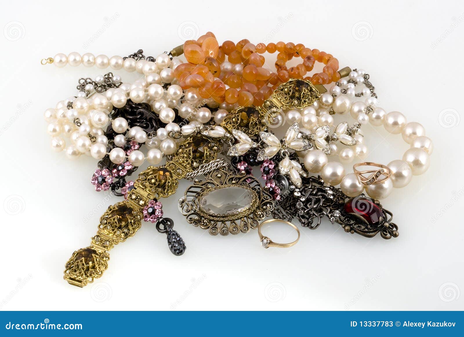 Jewelry on a White Background Stock Image Image of horizontal, color