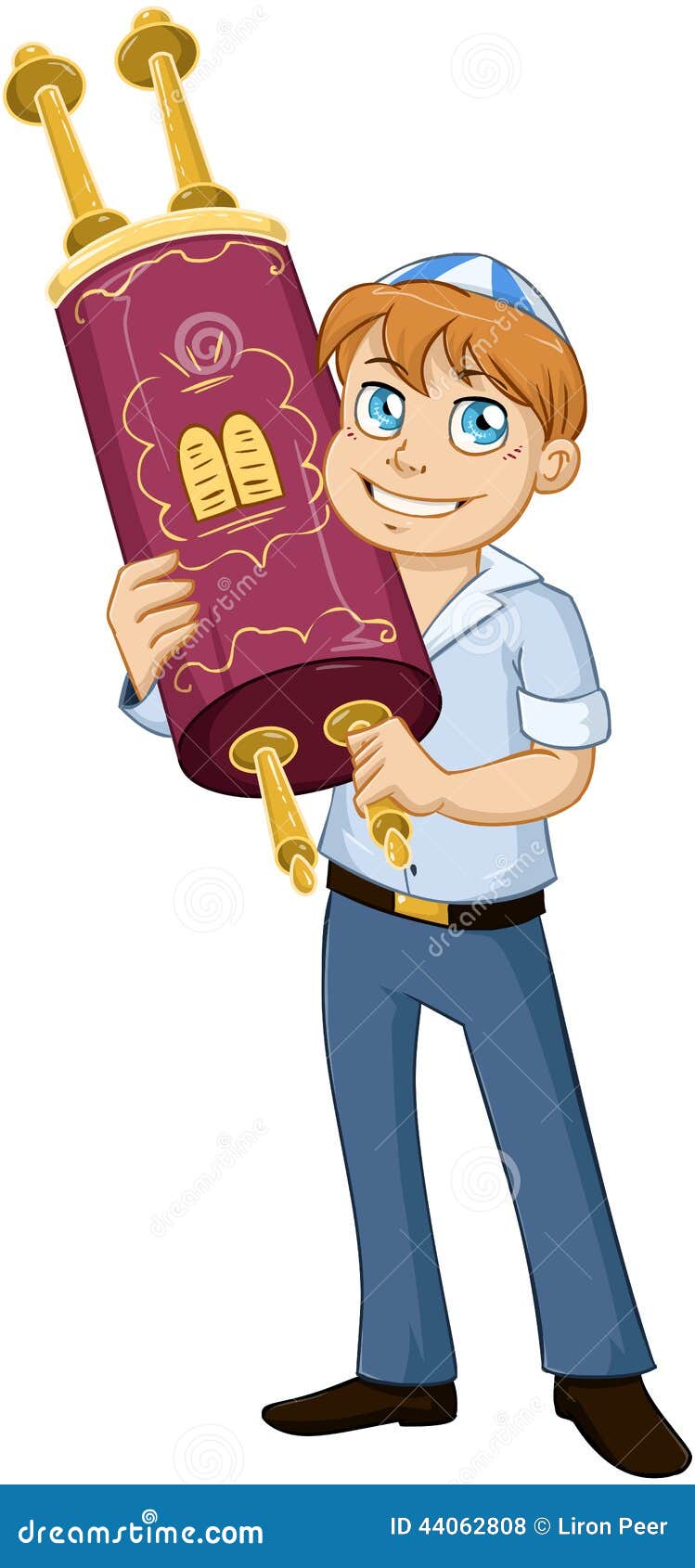 Jewish Boy Hold Torah for Bar Mitzvah Stock Vector - Illustration of ...