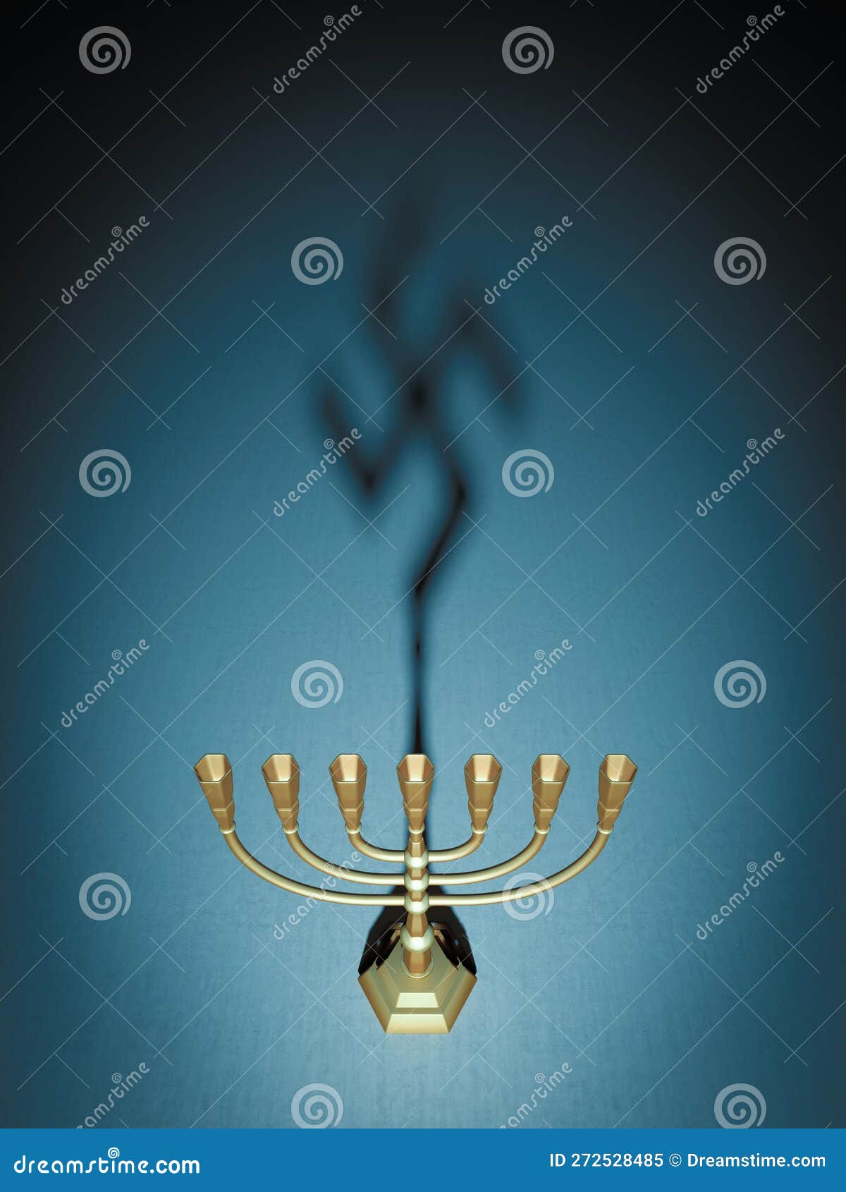 Jewish Candelabra and Swastika Shadow Stock Illustration Illustration