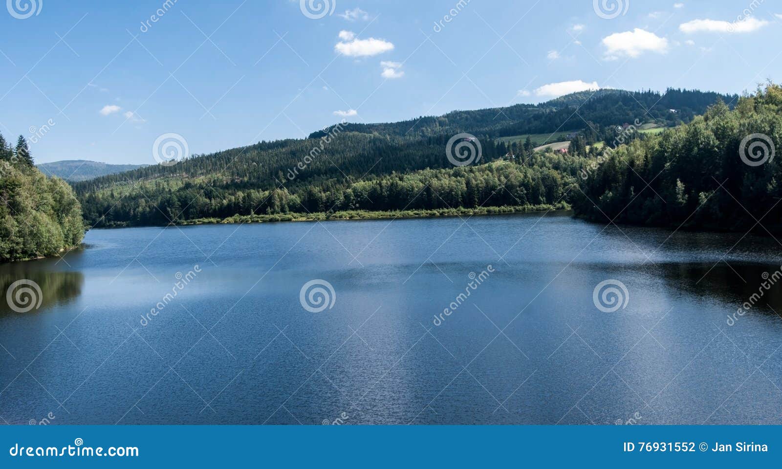 jezioro czernianskie water reservoir on wisla river in beskid slaski mountains