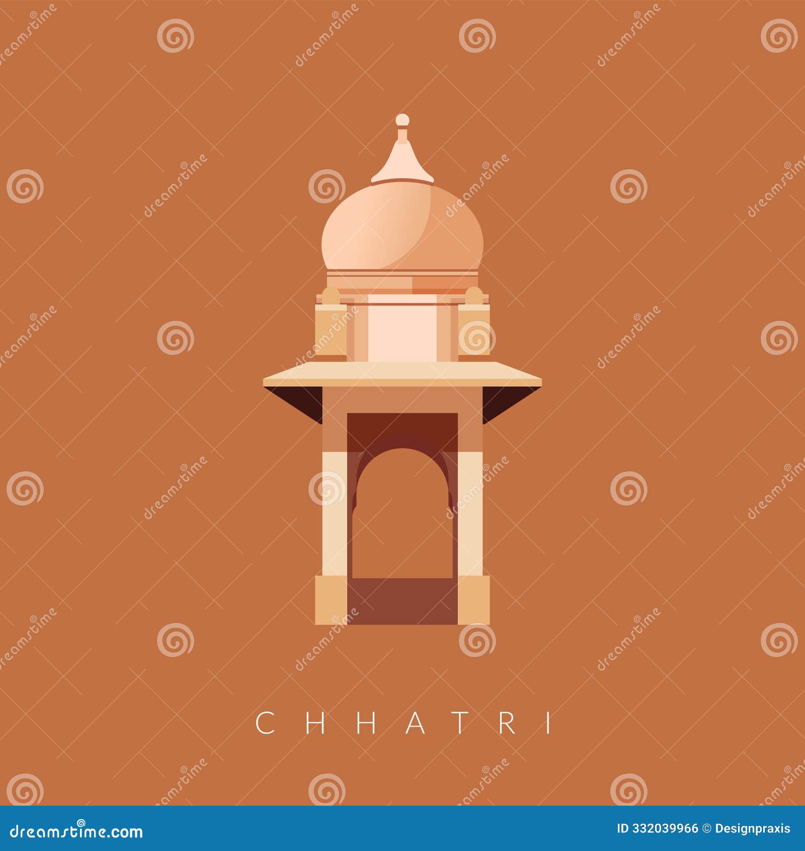 chharti - semi-open, elevated, dome-d pavilions s - stock 