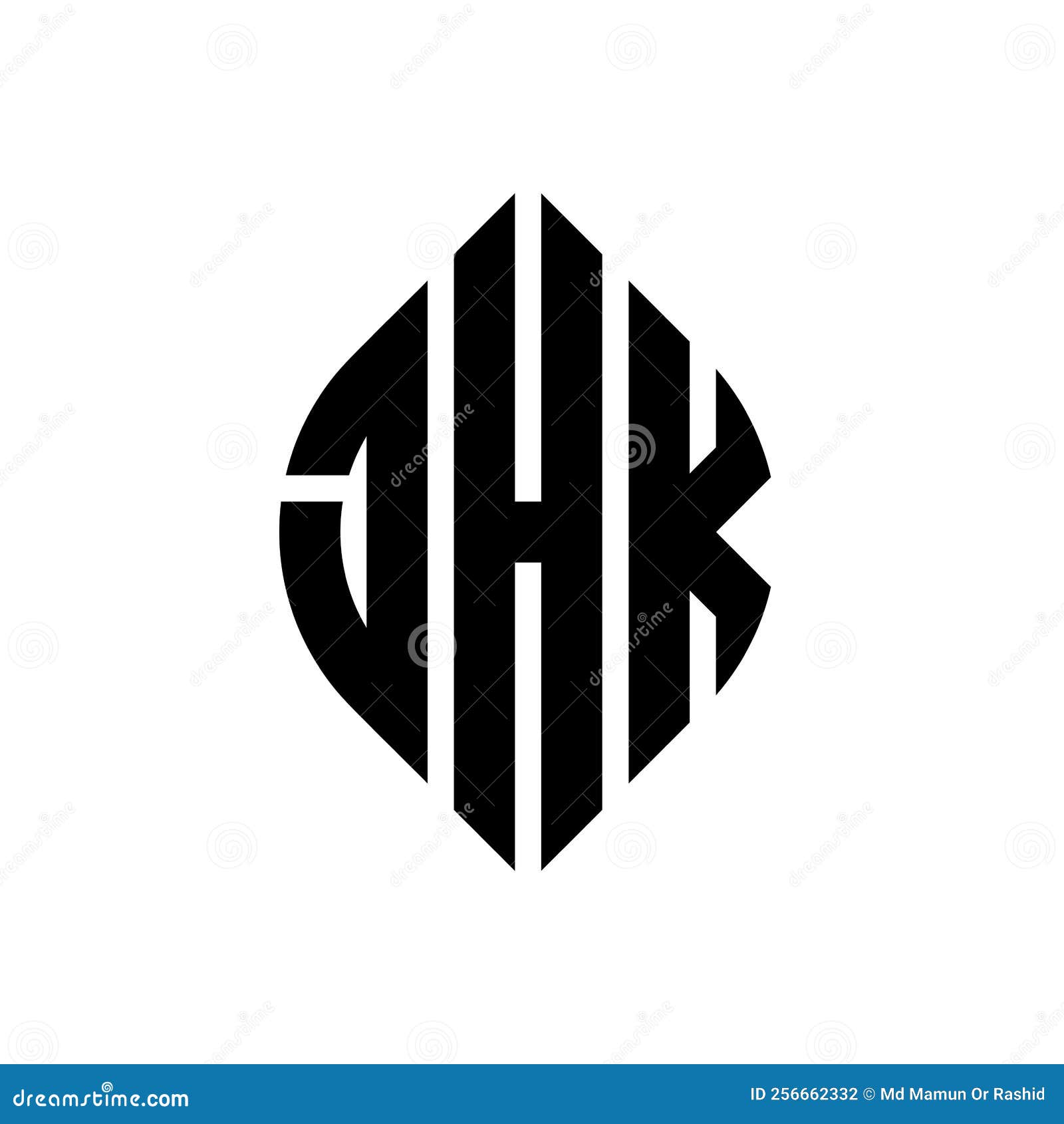 jhk circle letter logo  with circle and ellipse . jhk ellipse letters with typographic style. the three initials form a