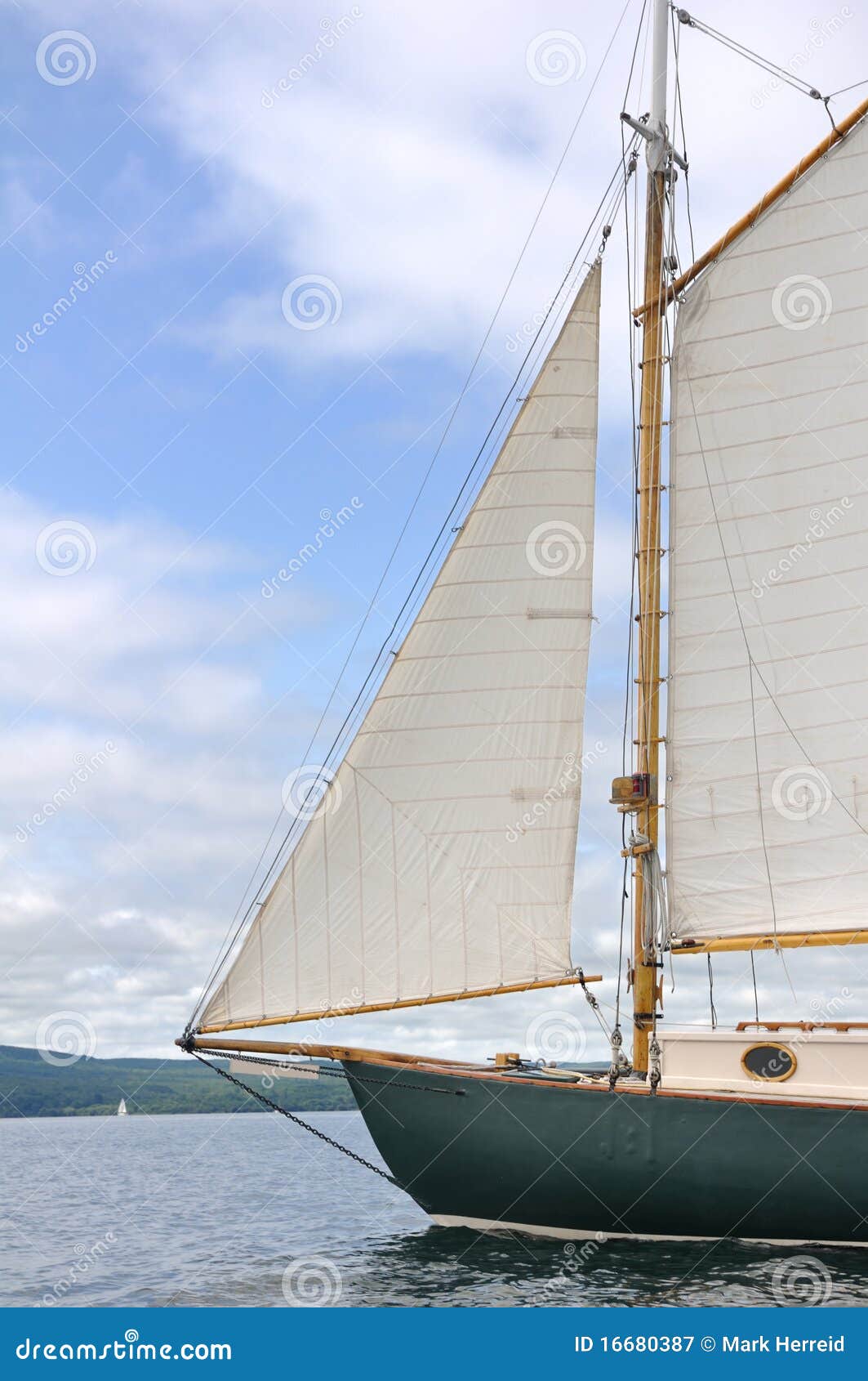 Jib, Foresail And Wooden Mast Of Schooner Sailboat Royalty 
