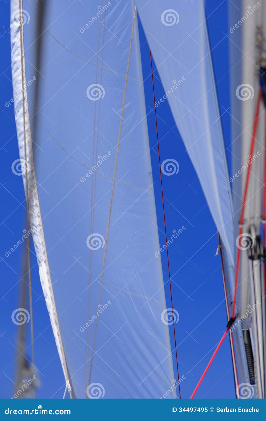 Jib Sail and Rigging on Sailboat Stock Image Image of billowing, boat