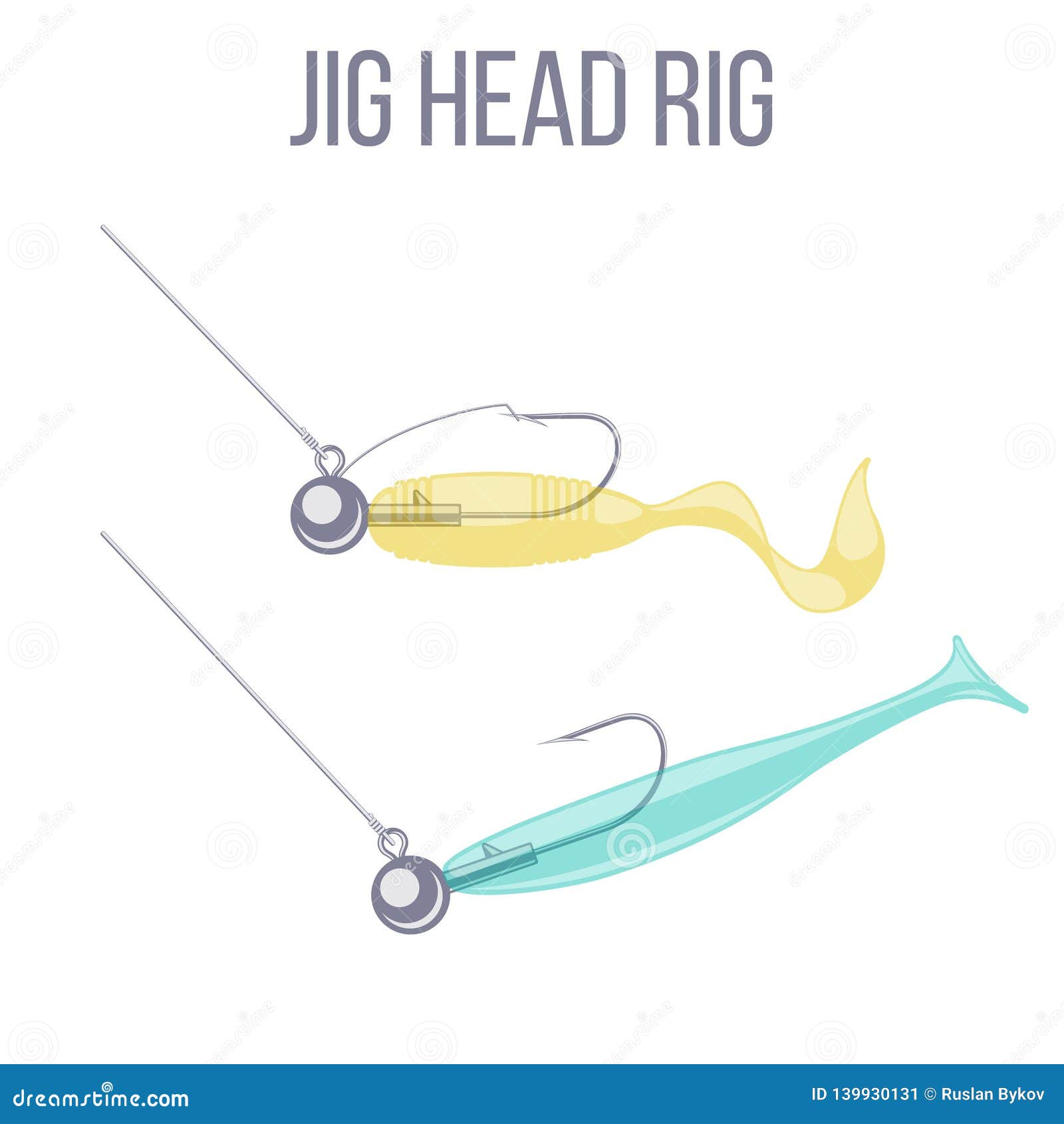 Jig Head Hook Rigging Options for Catching Predatory Fish with Spinning  Rod. Stock Vector - Illustration of jerk, casting: 139930131