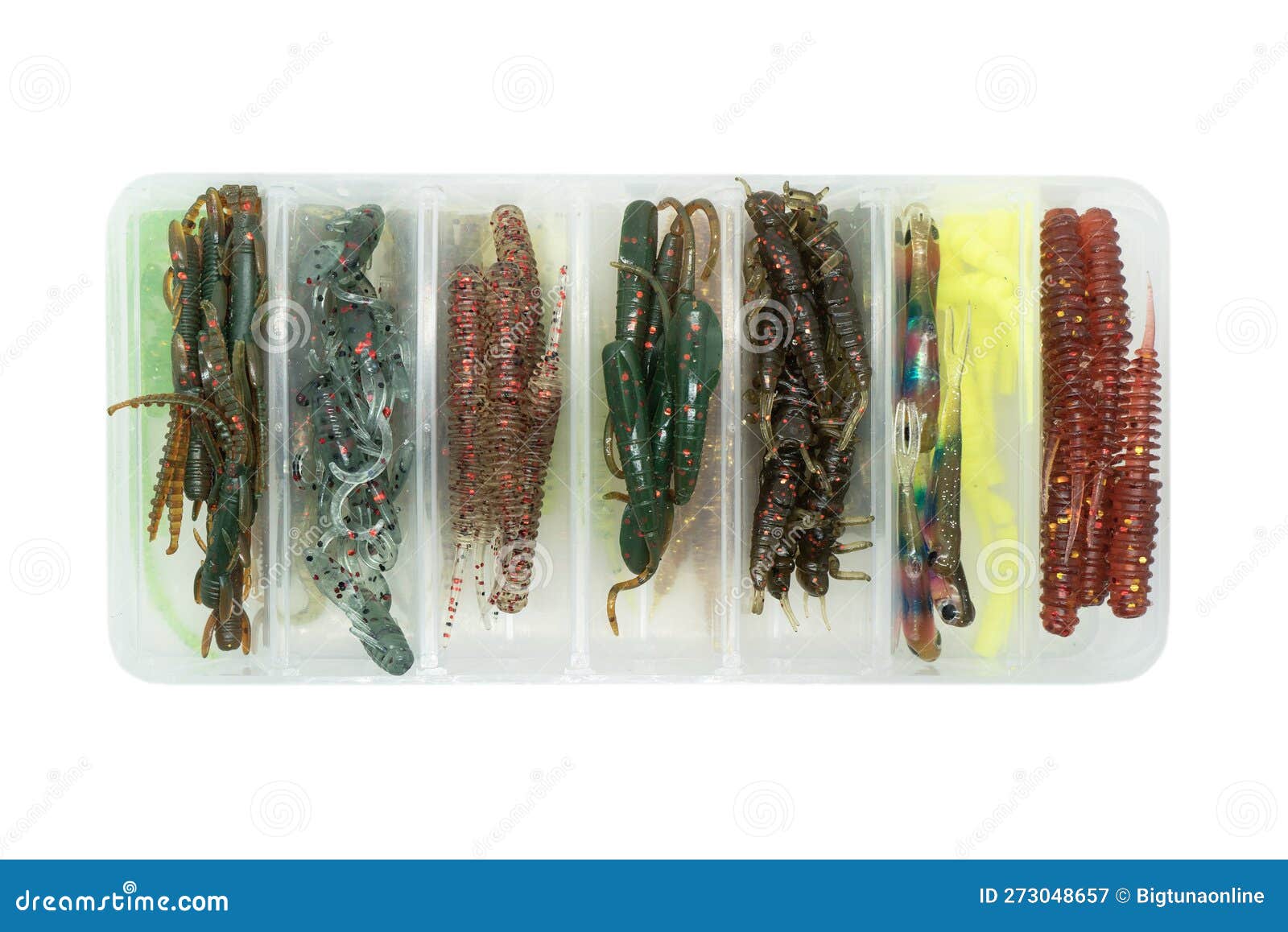 Jig Silicone Fishing Lures in Plastic Tackle Lure Box. Silicone