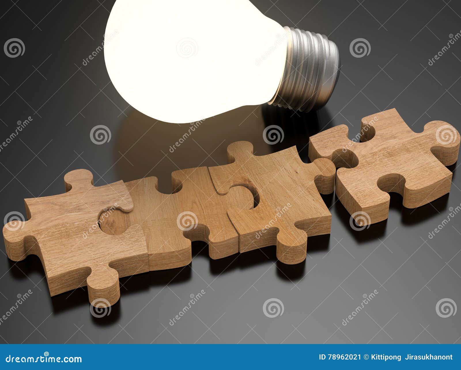 Jigsaw Pieces with Shining Light Bulb Stock Image Image of light, problem 78962021