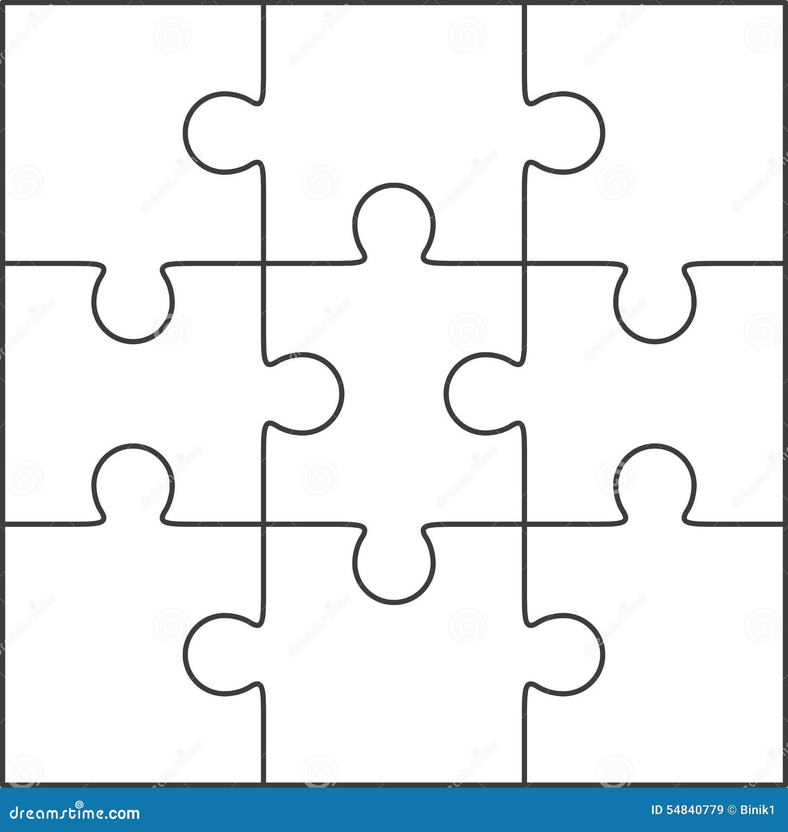 Photo About Jigsaw Puzzle , Blank Simple Template 3X3 within