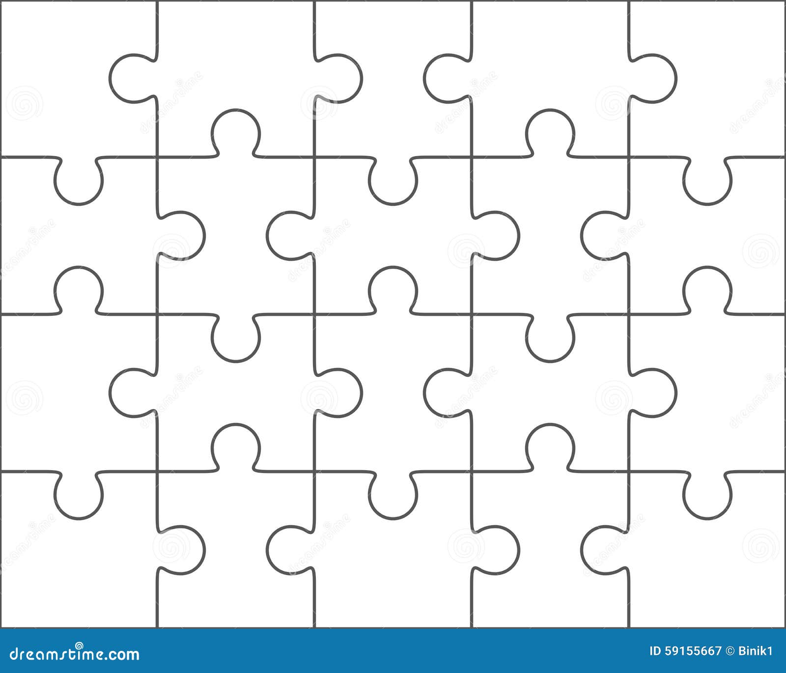 Jigsaw Puzzle Blank Template 4x5, Twenty Pieces Stock Illustration ...