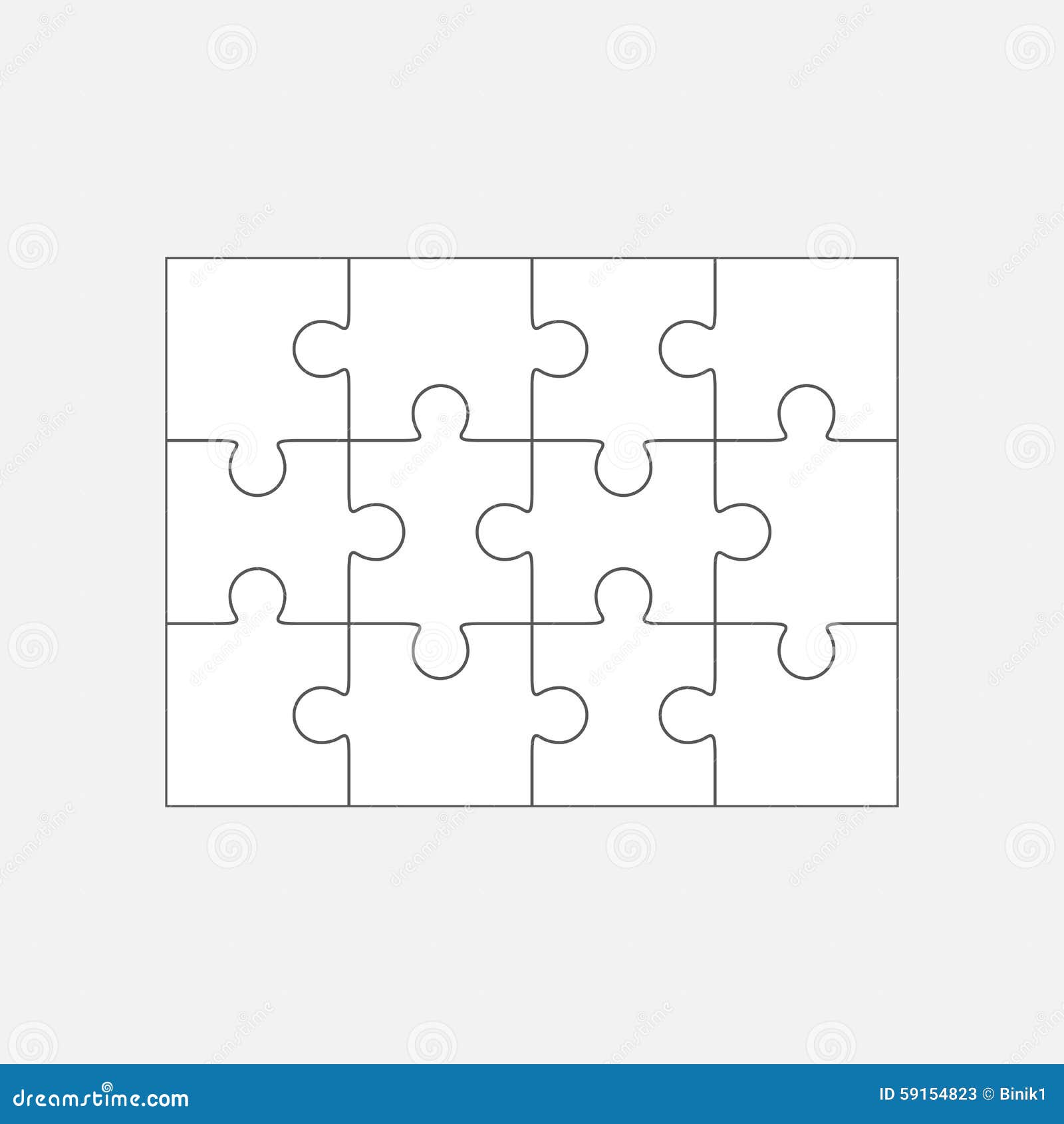 Jigsaw Puzzle Blank Template 4x3, Twelve Pieces Stock Illustration Jigsaw Puzzle Blank Template 4x3, Twelve Pieces Stock Illustration
