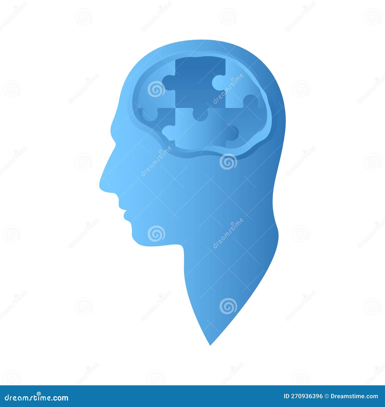 Jigsaw Puzzle Pieces in Head. Vector Illustration. Stock Vector