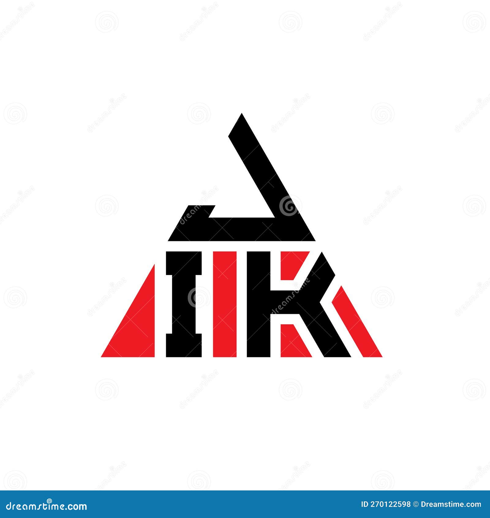 jik triangle letter logo  with triangle . jik triangle logo  monogram. jik triangle  logo template with red