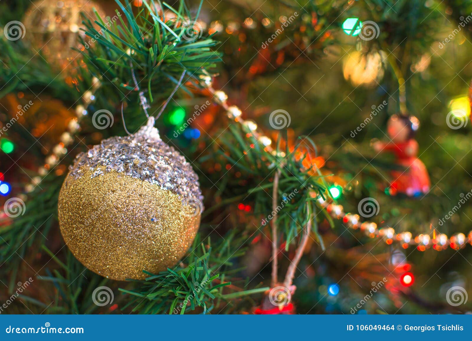 Jingle Bell, Christmas Tree Branches with Blurred Background. Stock ...