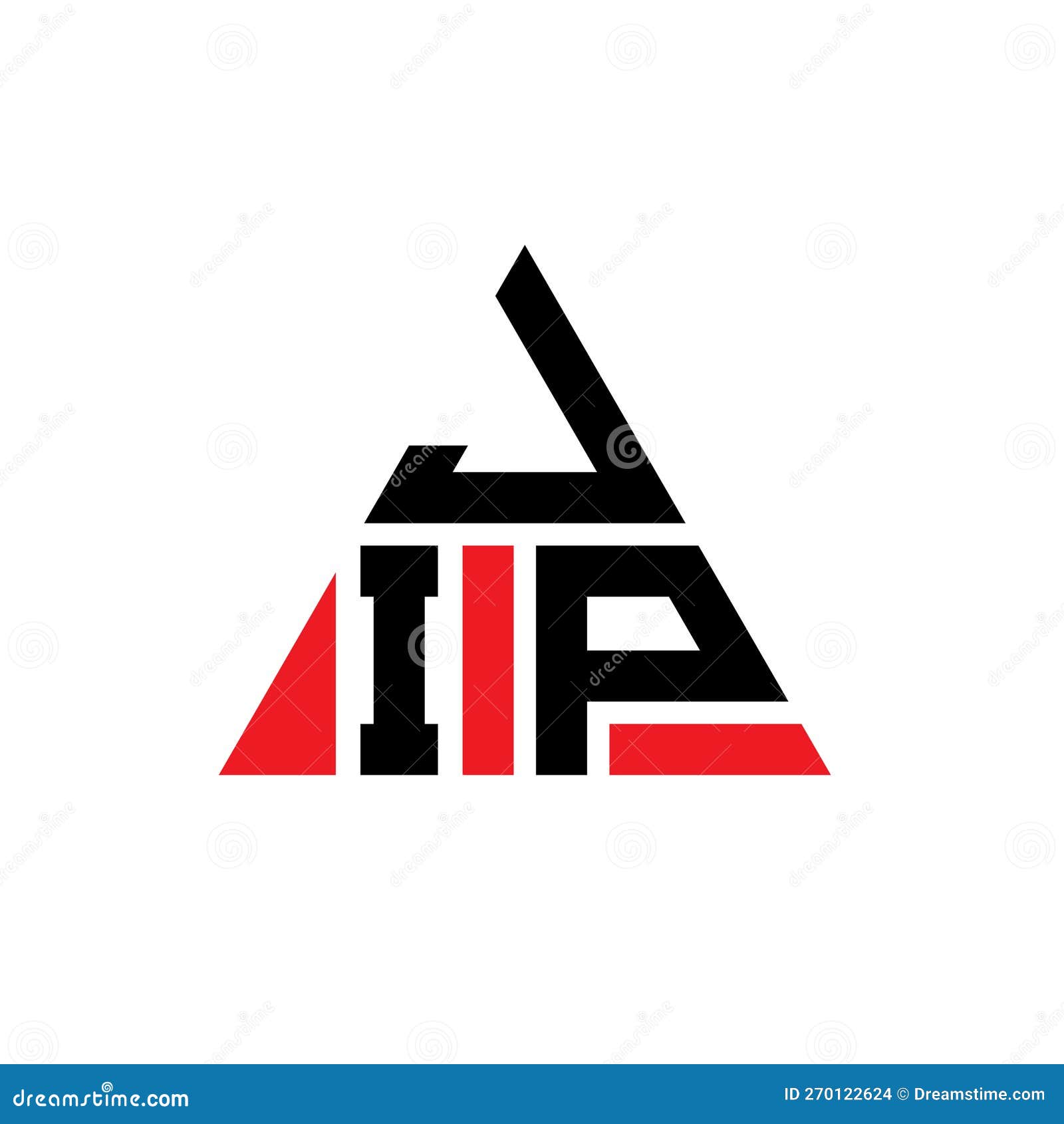 jip triangle letter logo  with triangle . jip triangle logo  monogram. jip triangle  logo template with red