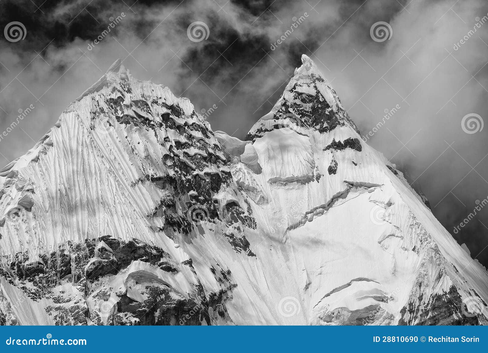 Jirishanca Peak in Cordiliera Huayhuash Stock Photo - Image of extreme ...