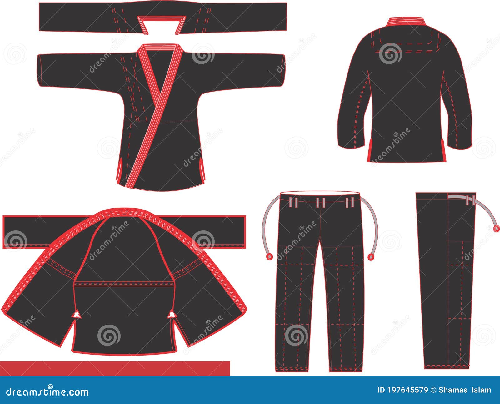 Download Jiu Jitsu Gi Mock Ups Pattern Illustrations Stock Vector ...