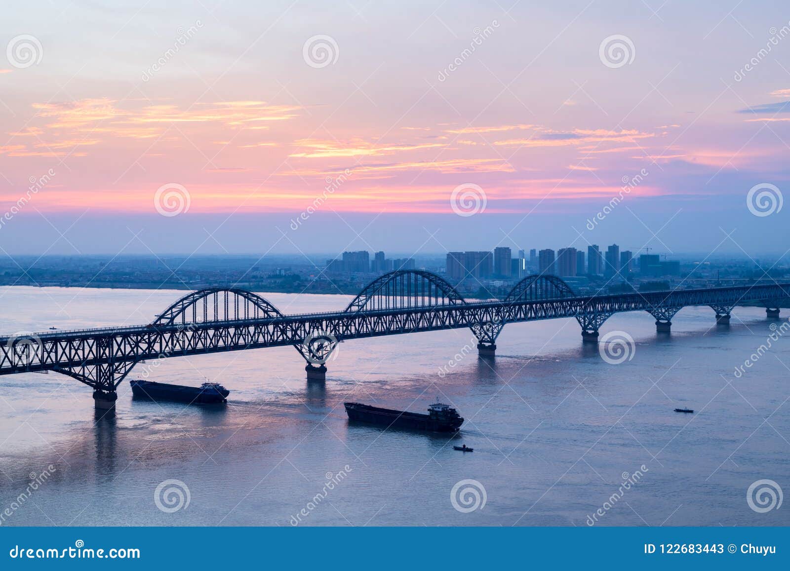 Jiujiang Yangtze River Bridge In Night Falls RoyaltyFree Stock Photo 154662819