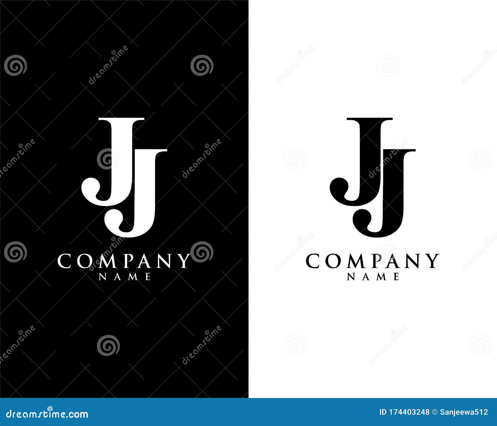 jj, j initial company name logo template 