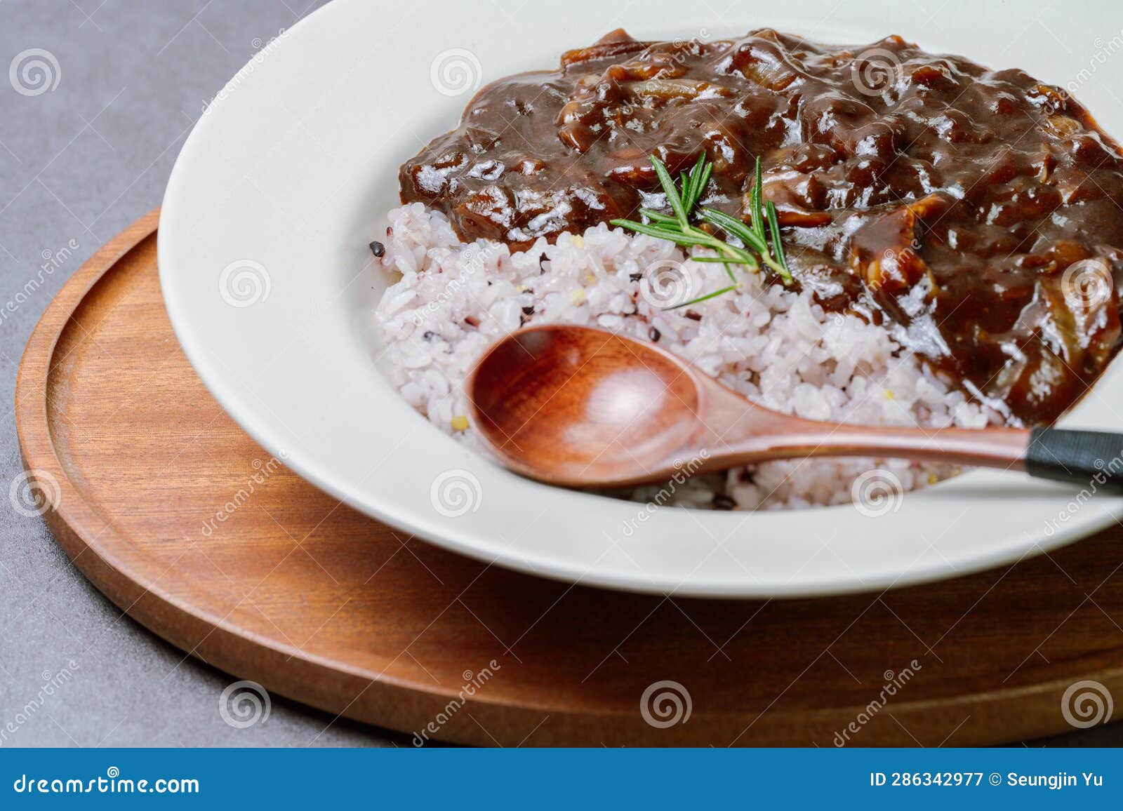 Jjajang Bap, Rice with Black Bean Sauce Stock Image Image of black
