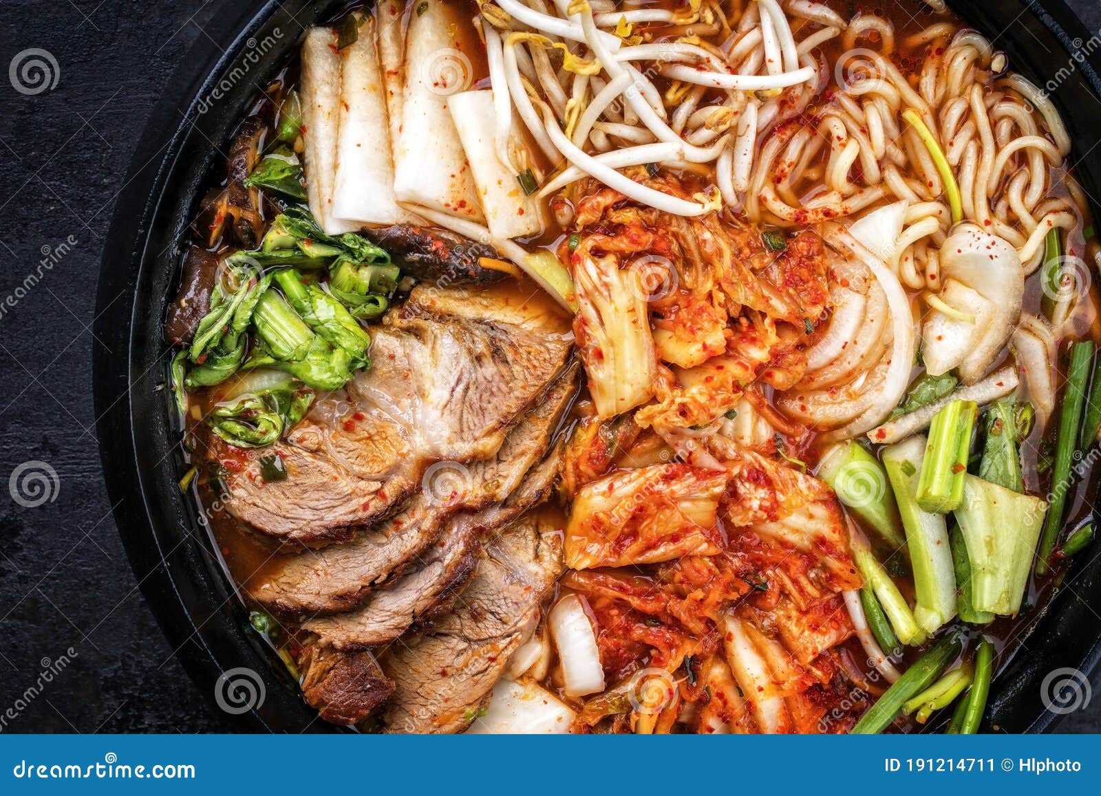 Vue De Dessus Ramen Soupe De Ramen Coréenne Traditionnelle Avec