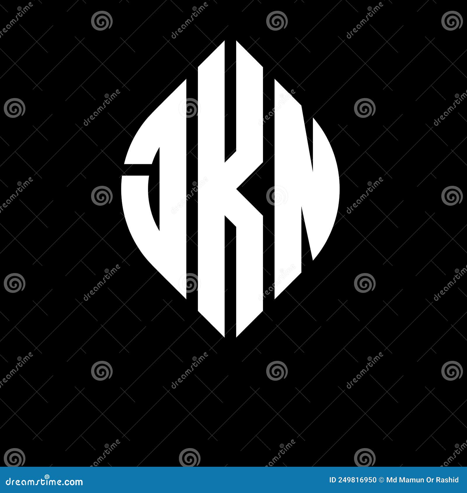 jkn circle letter logo  with circle and ellipse . jkn ellipse letters with typographic style. the three initials form a