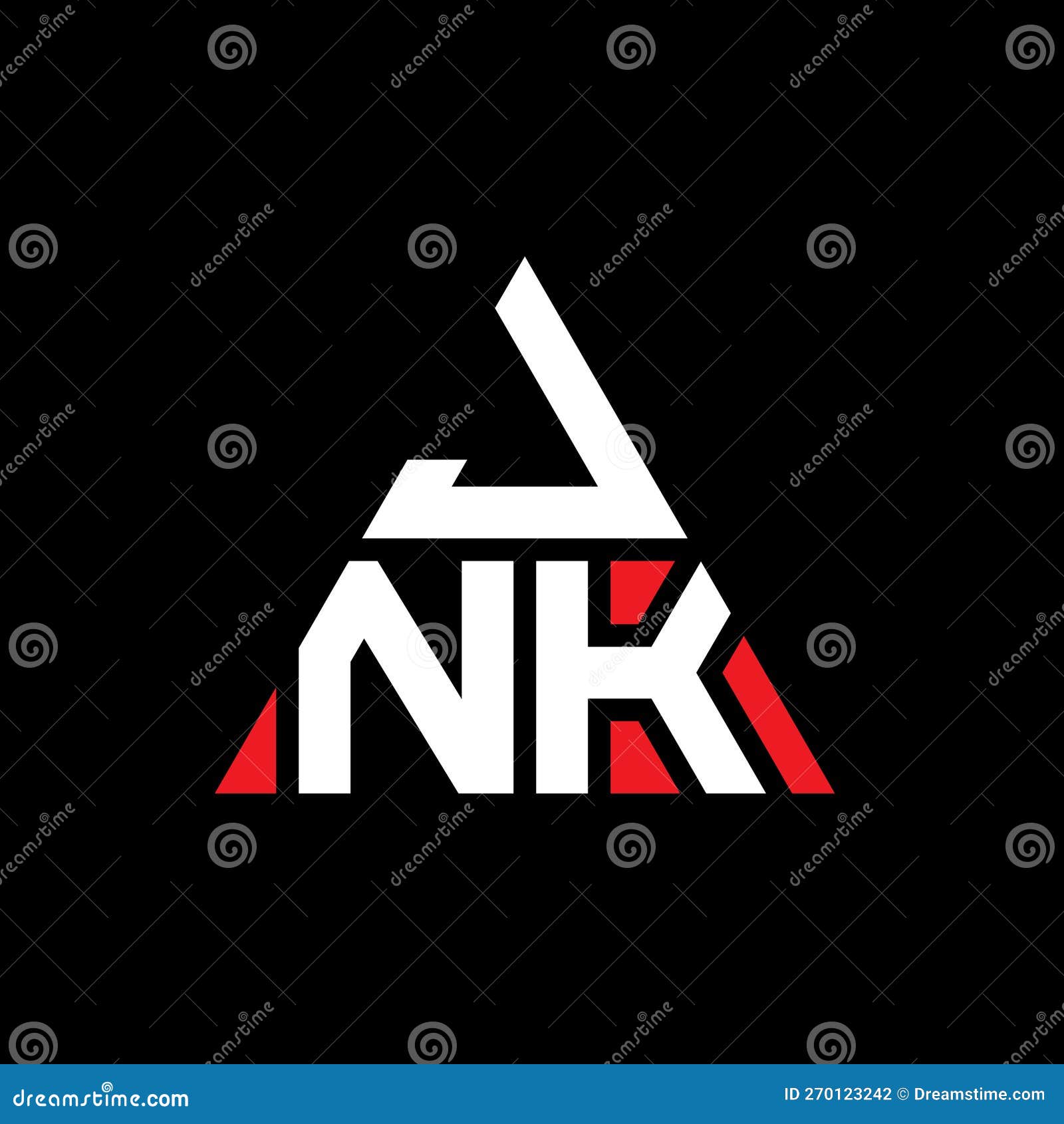 jnk triangle letter logo  with triangle . jnk triangle logo  monogram. jnk triangle  logo template with red